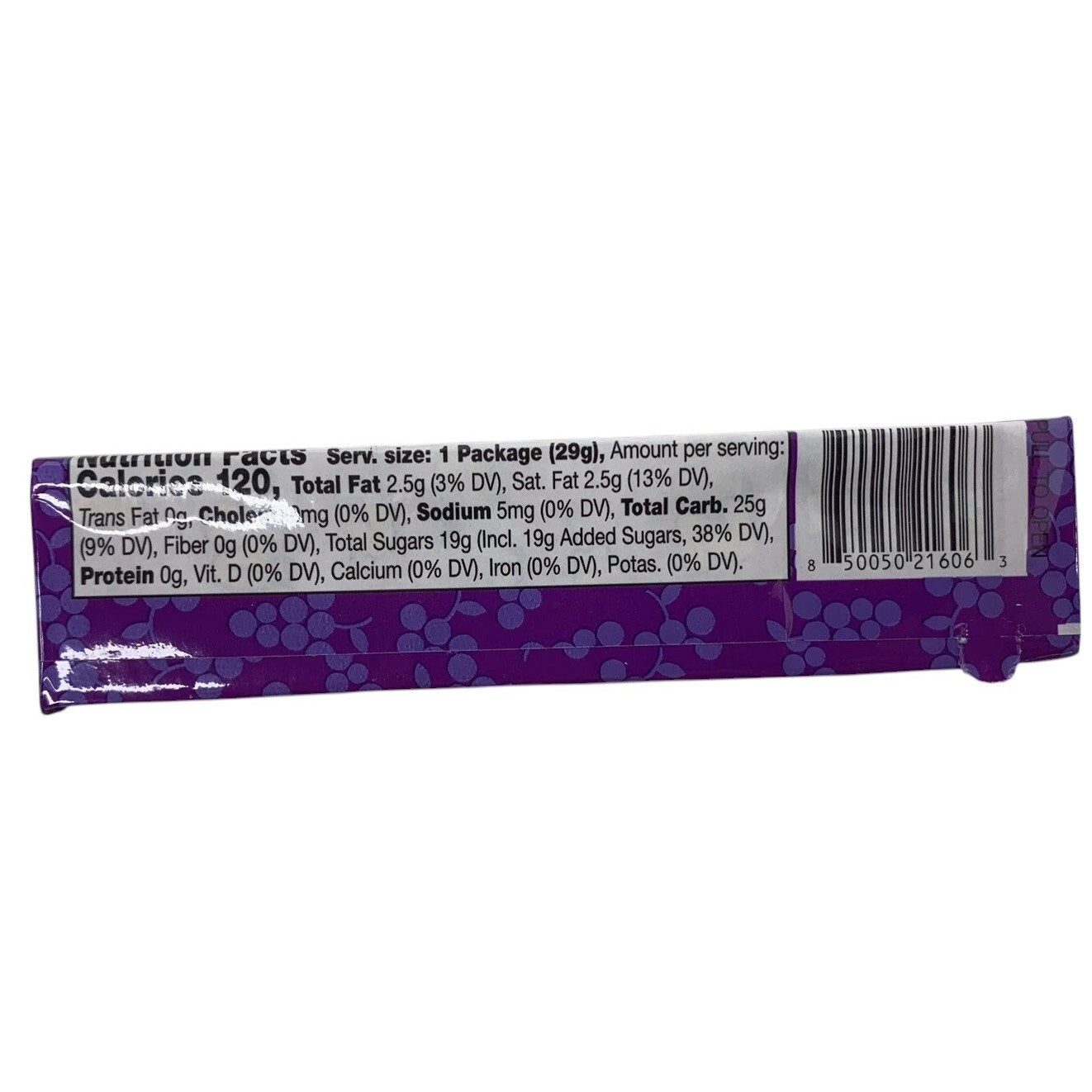 Zappo Sour Chews Grape Flavor 30-Pack 1oz Each Individually Wrapped, Sealed Box