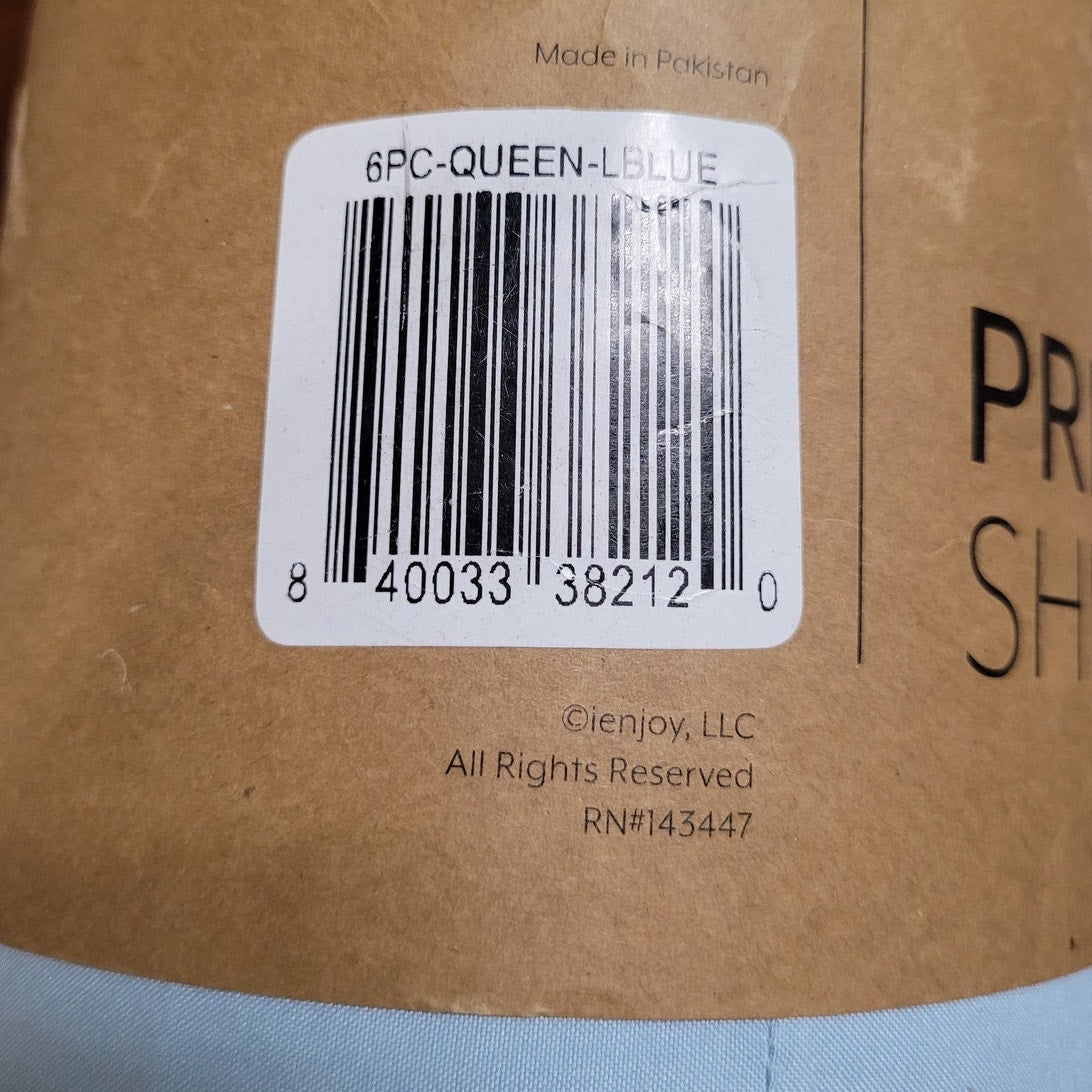 Casual Comfort Ultra Soft 6 Piece Solid Light Blue Microfiber Queen Sheet Set