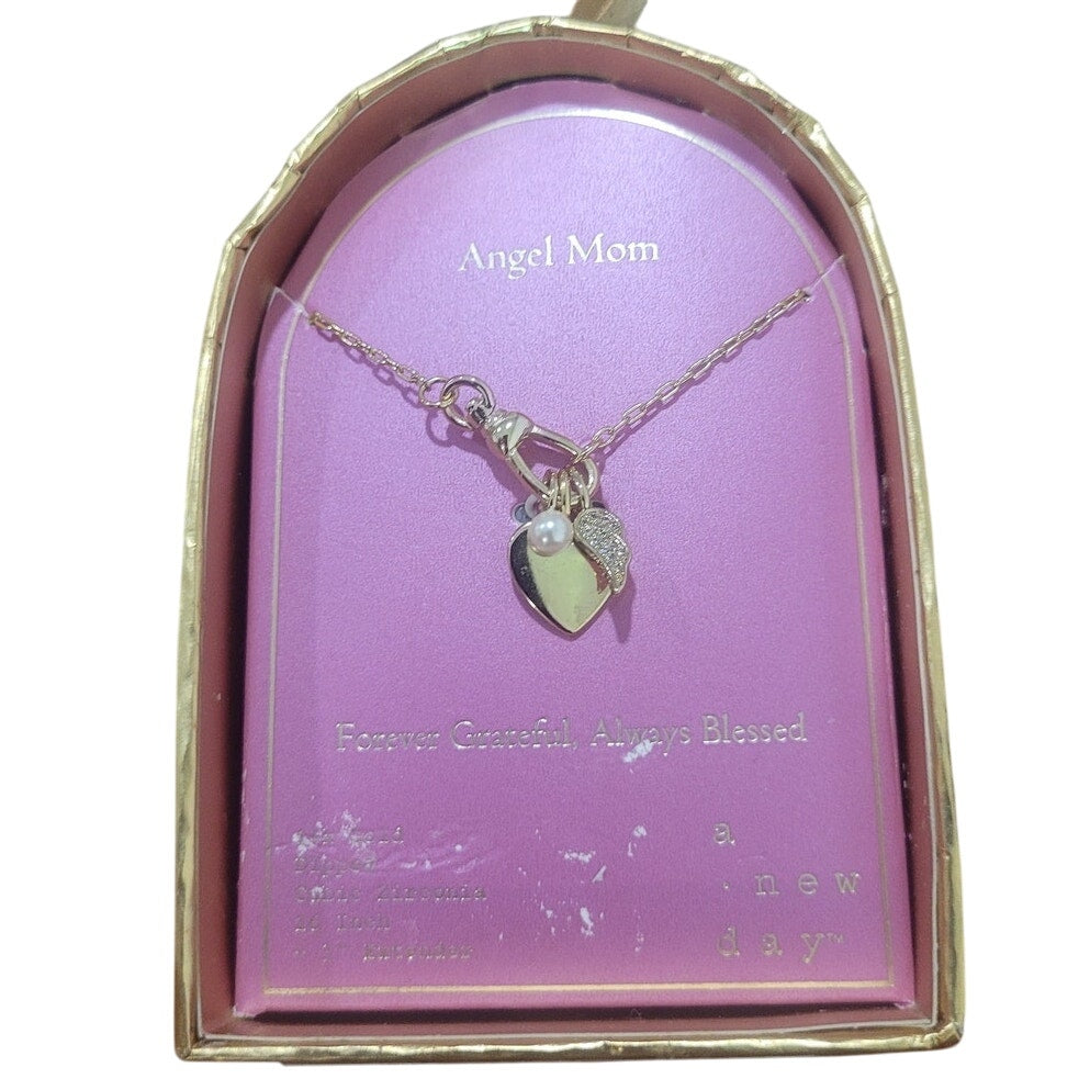 A New Day Necklace 14k Gold Dipped Cubic Zirconia 16" + 3" Extender