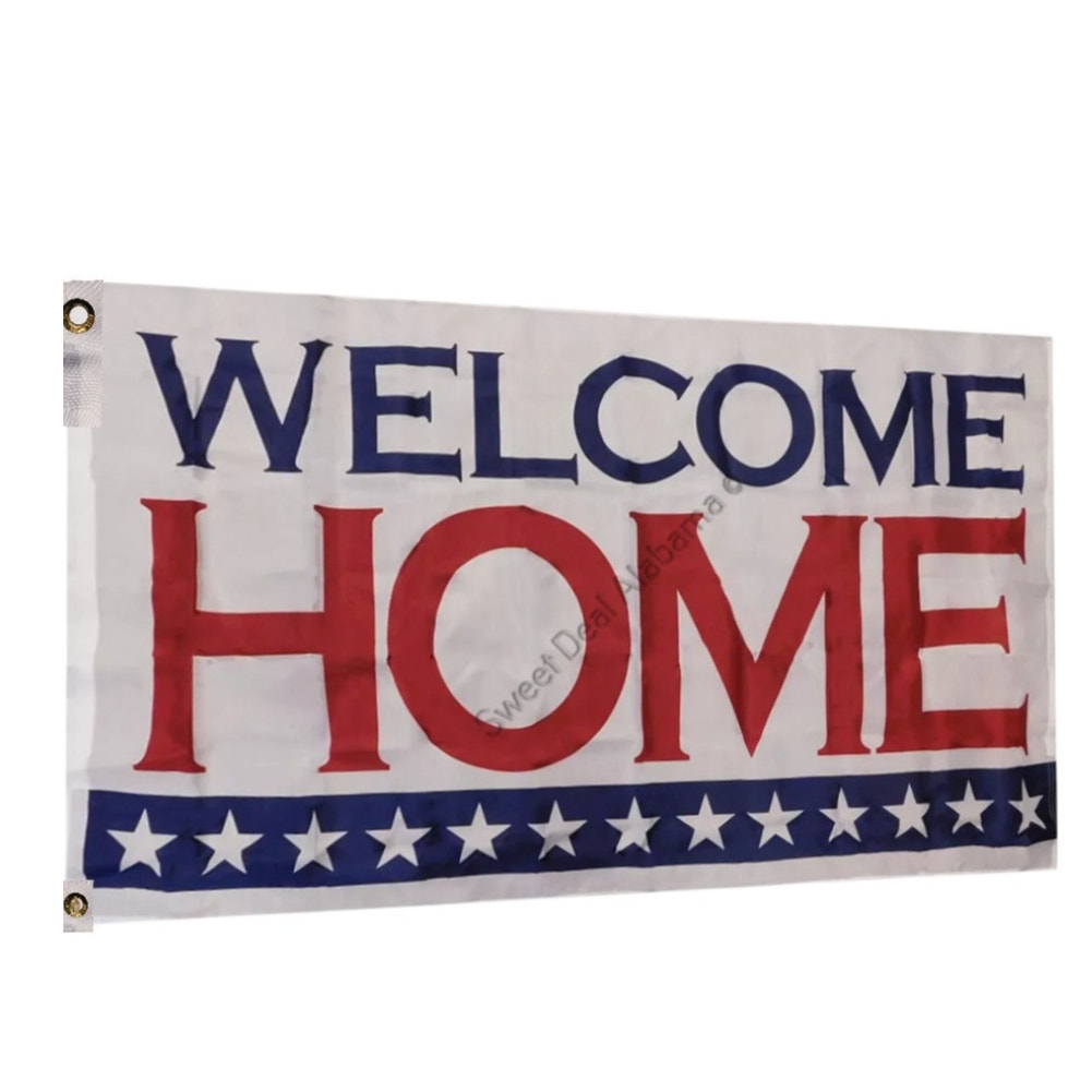 Welcome Home Flag, Red/White/Blue, 3 Ft. x 5 Ft. 68D Poly Flag / Banner