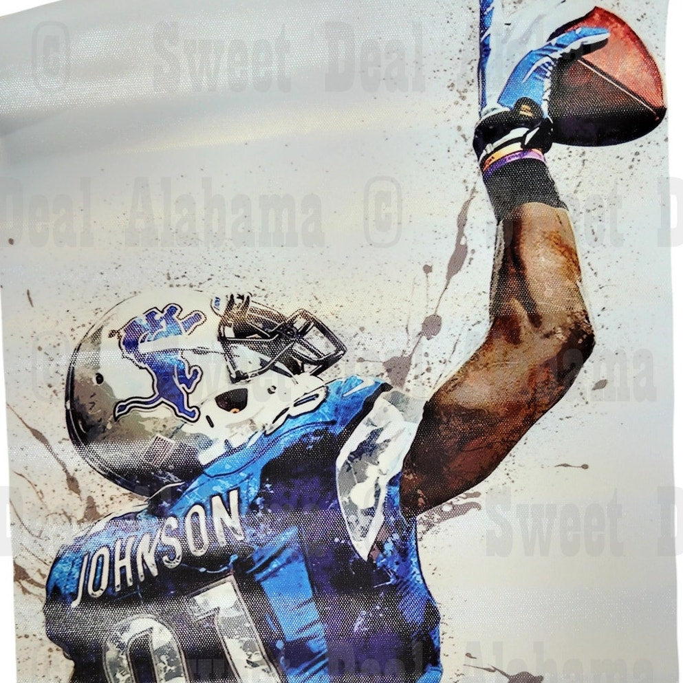 Detroit Lions #81 Calvin Johnson – 12” x 18” Canvas Print – Unframed