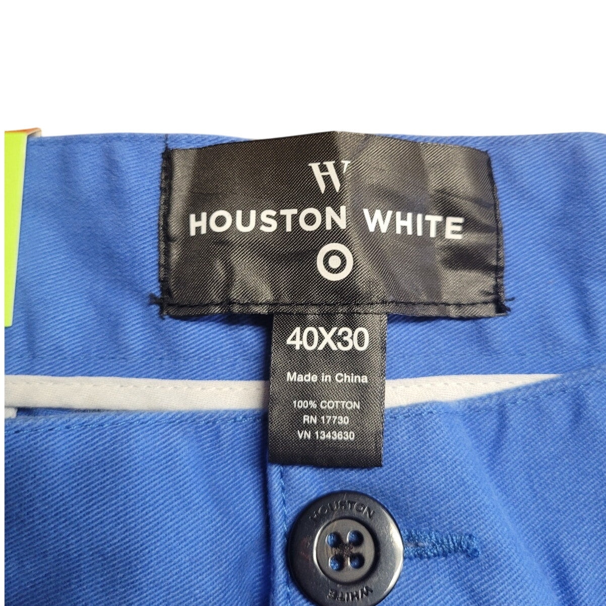 Men's Houston White, Single Pleated, Wide Leg, Chino Pants 40 x 30, Palace Blue