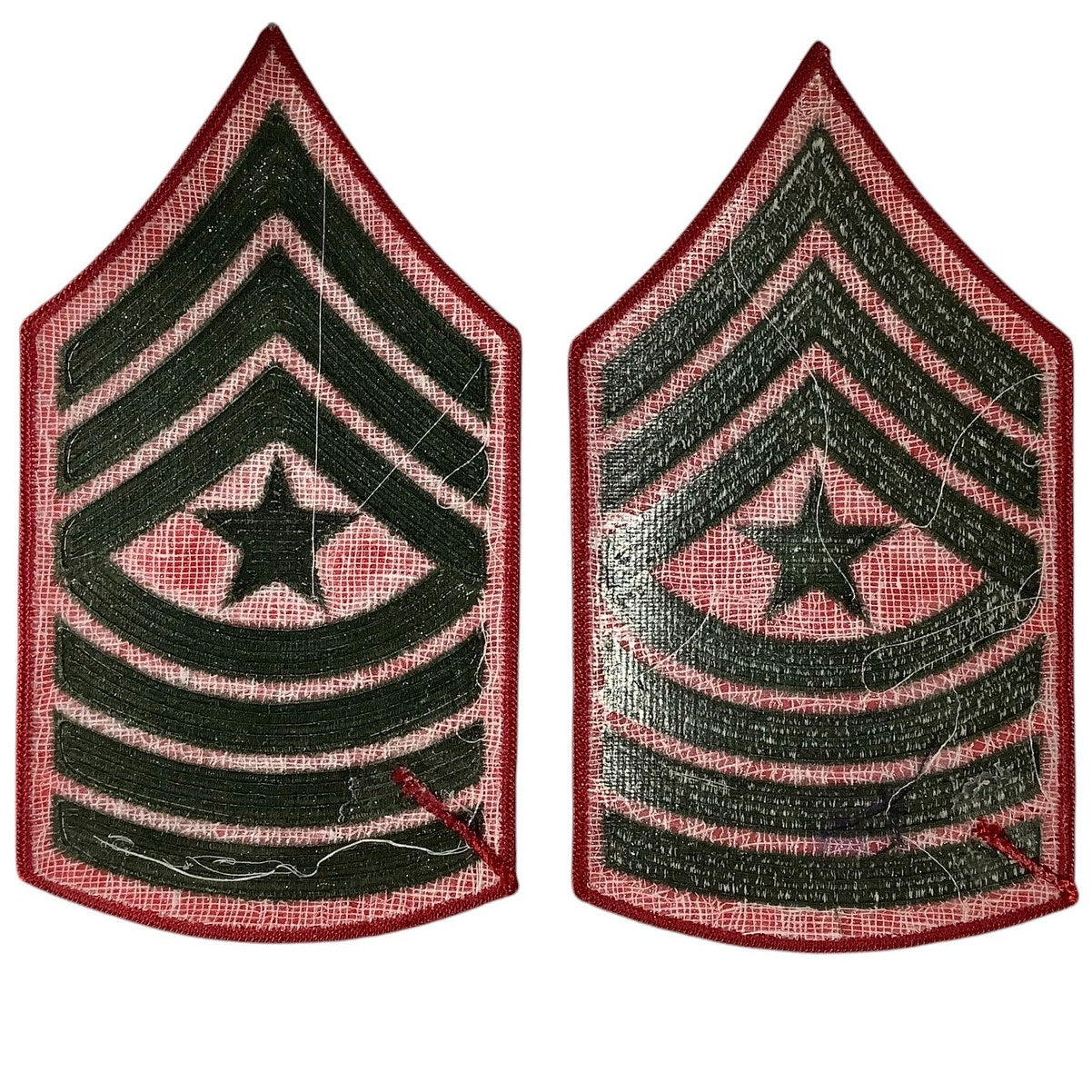 1 Set US Marine Corps Sergeant Major, Green/Red Embroidered, 6-5/8"H x 3-5/8"W