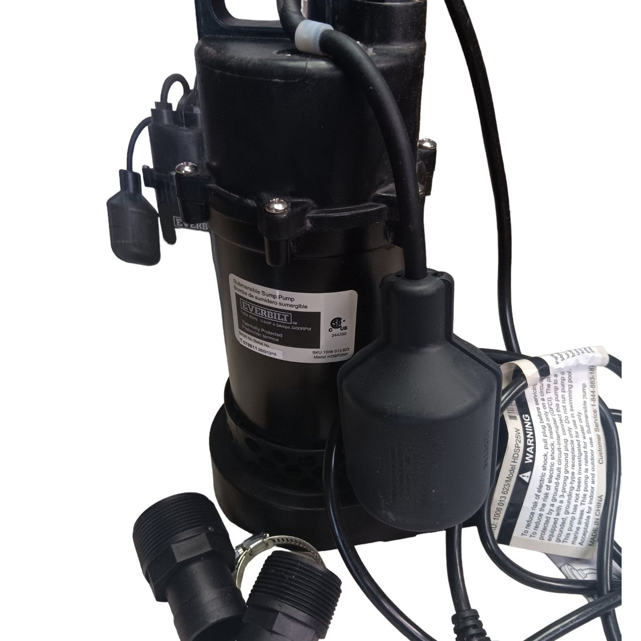 Everbilt 1/4 HP Aluminum Sump Pump Tether Switch, Model HDSP25W
