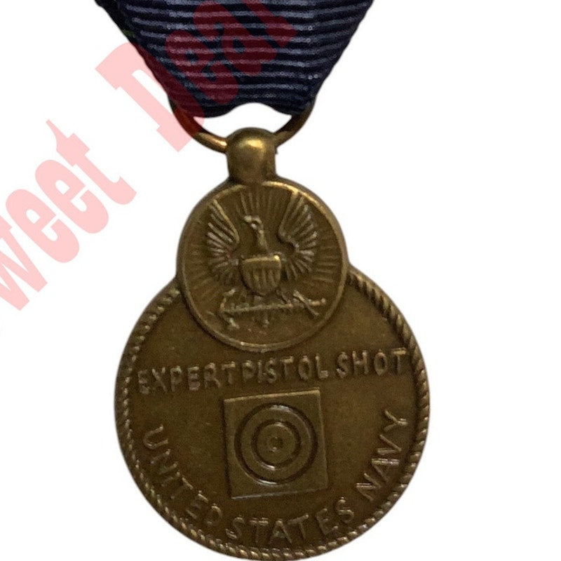 Navy Expert Pistol Shot Achievement Medal, Hat/Lapel Pin 2-7/8"H x 3/4"W