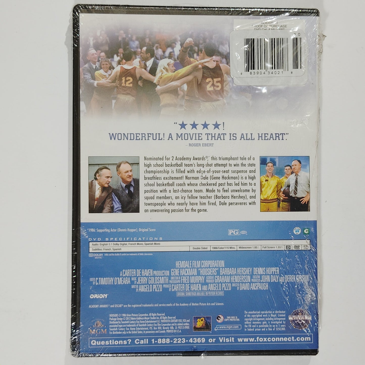 Hoosiers (DVD, 2003) – Inspirational Sports Drama Starring Gene Hackman