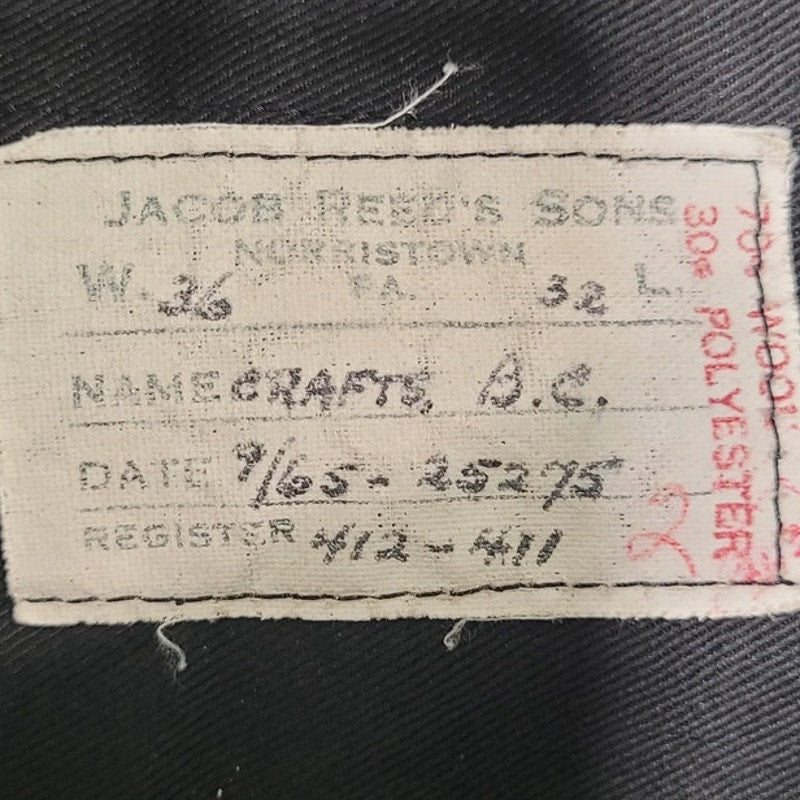 Jacob Reed’s Sons Trousers - 1965 Norristown PA - Size 35x32 - 70/30 Wool-Poly
