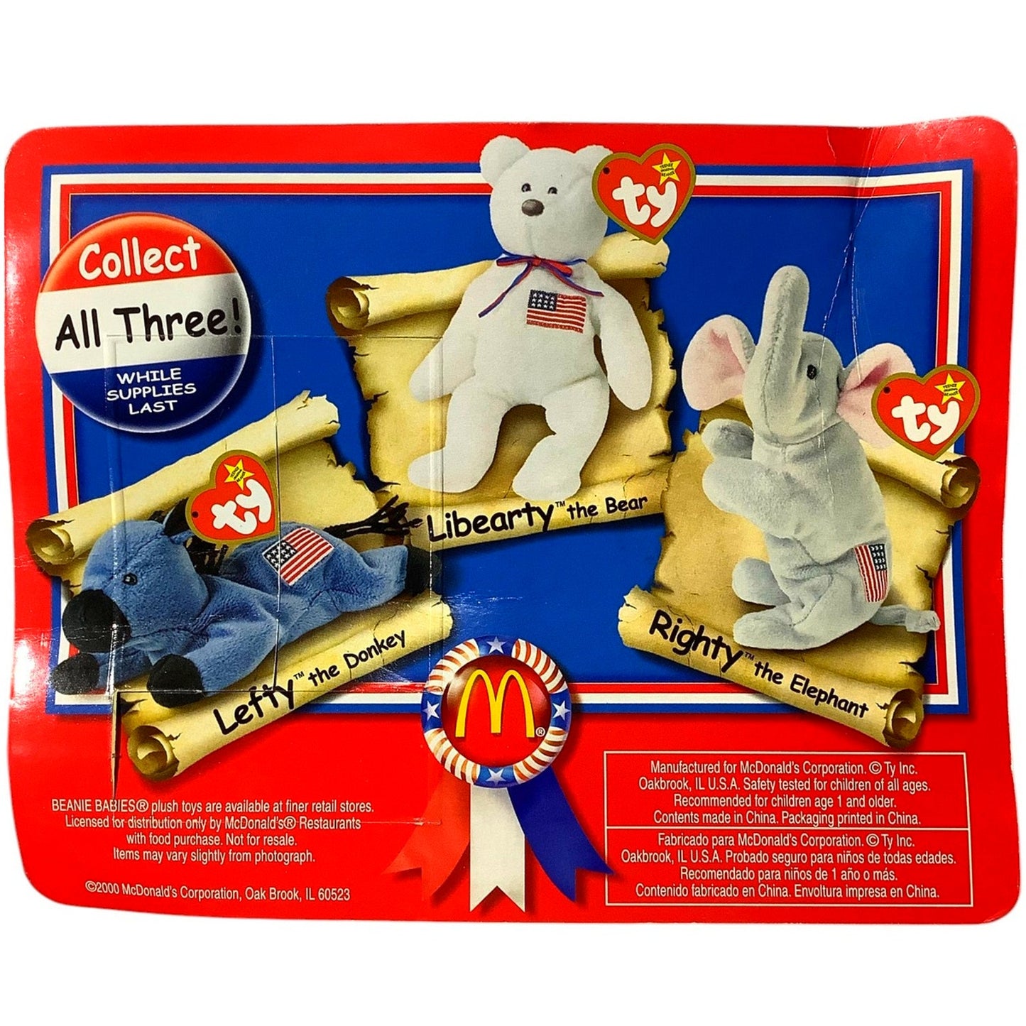 Righty the Elephant, McDonald's Vintage 2000 Kid Premium U.S.A. TY Beanie Babies