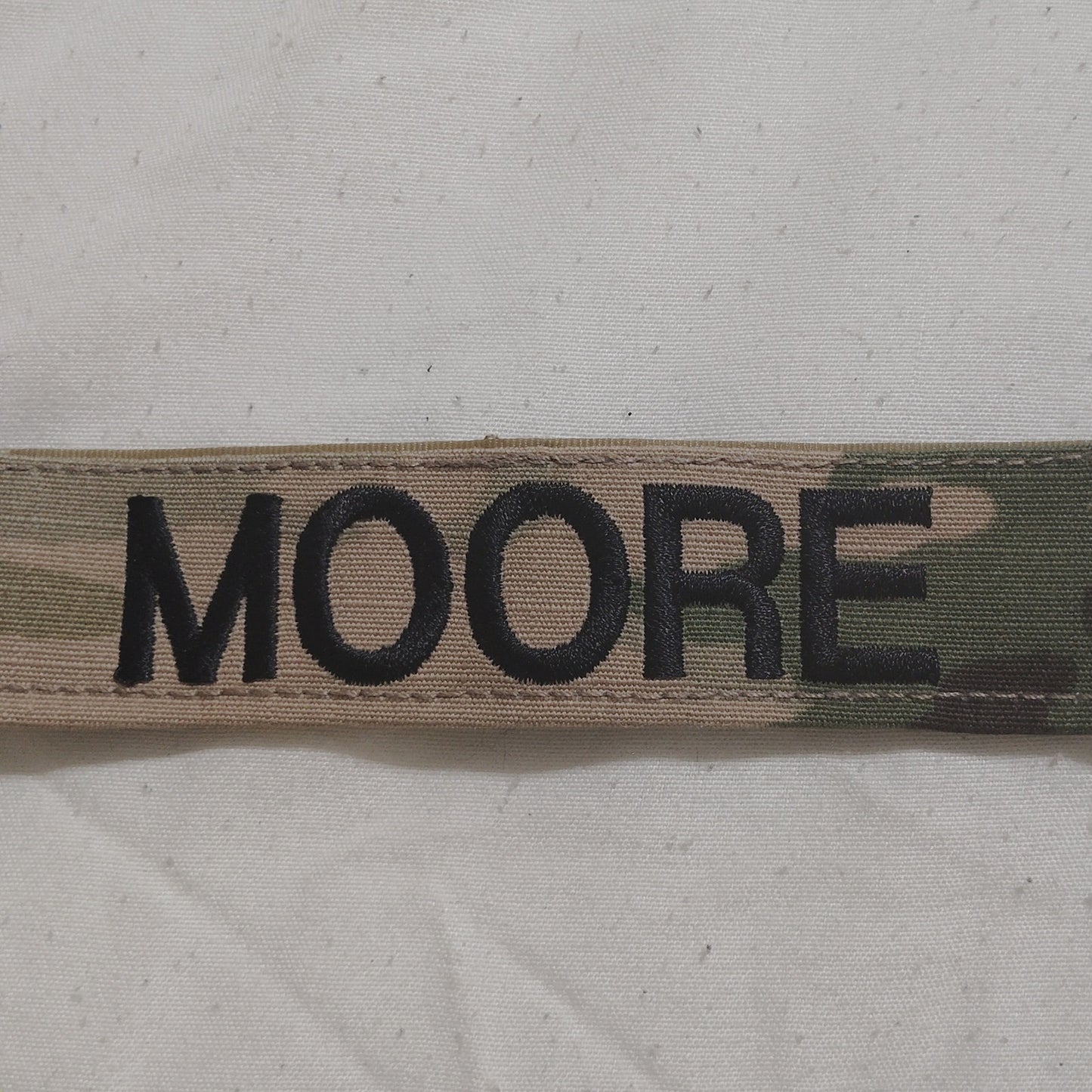 Name Tape “MOORE” – OCP Scorpion W2 – Hook Back – 5" × 1" – Novelty Patch