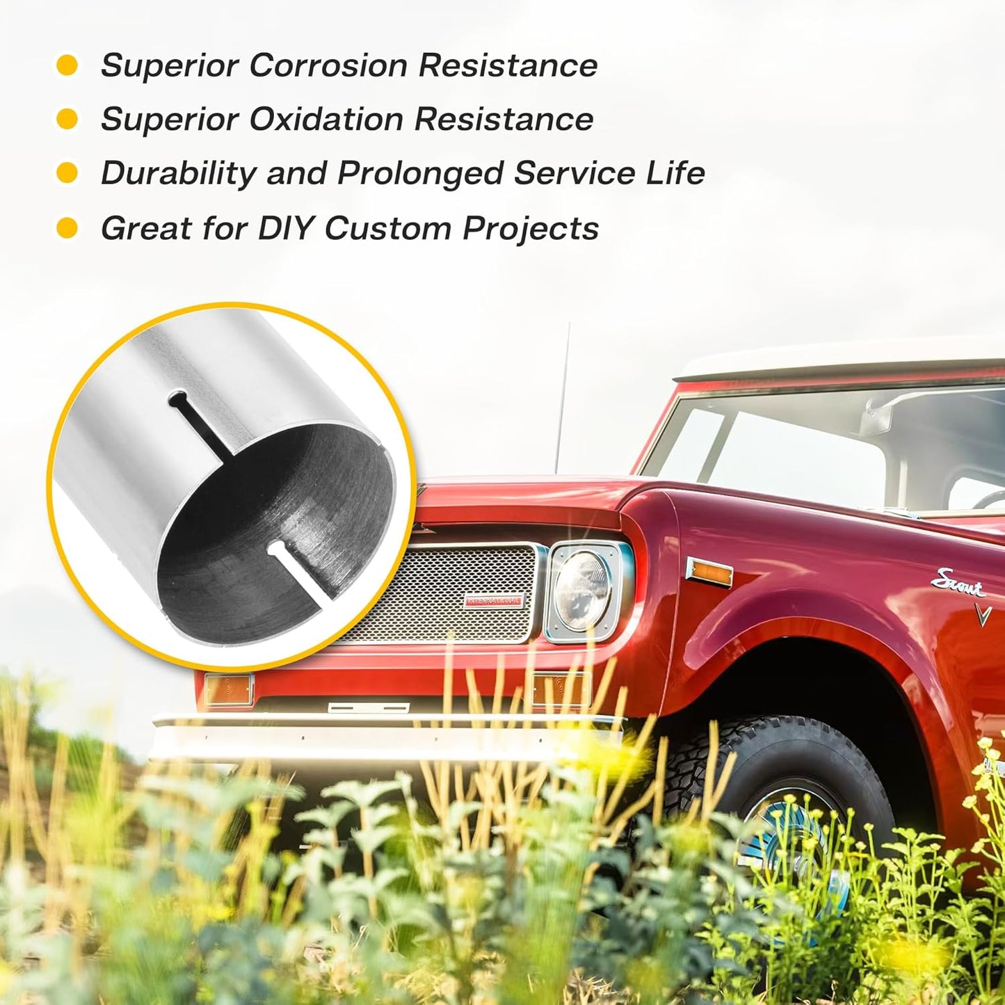 2-PK - 3" OD Mandrel Exhaust Pipe Tube (304 Stainless, 22.8"L, Universal Fit