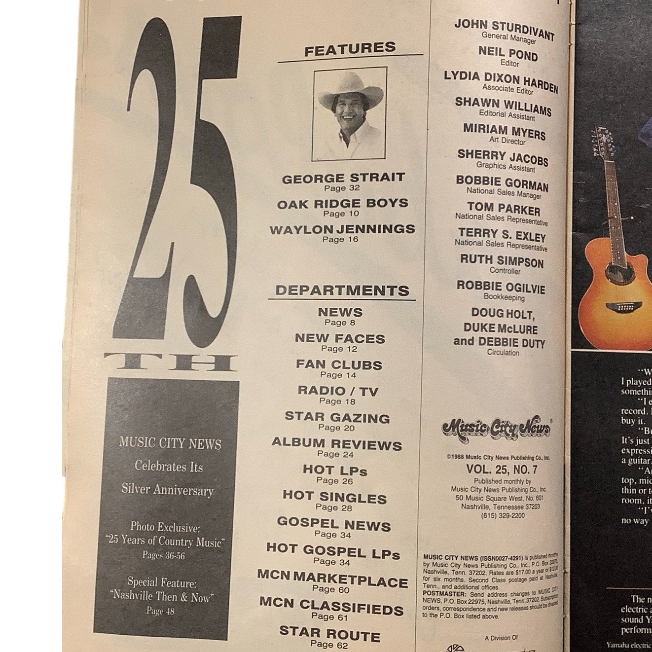 Music City News Magazine, Jan 1988 - Special 25th Anniversary Edition, 64 Pages