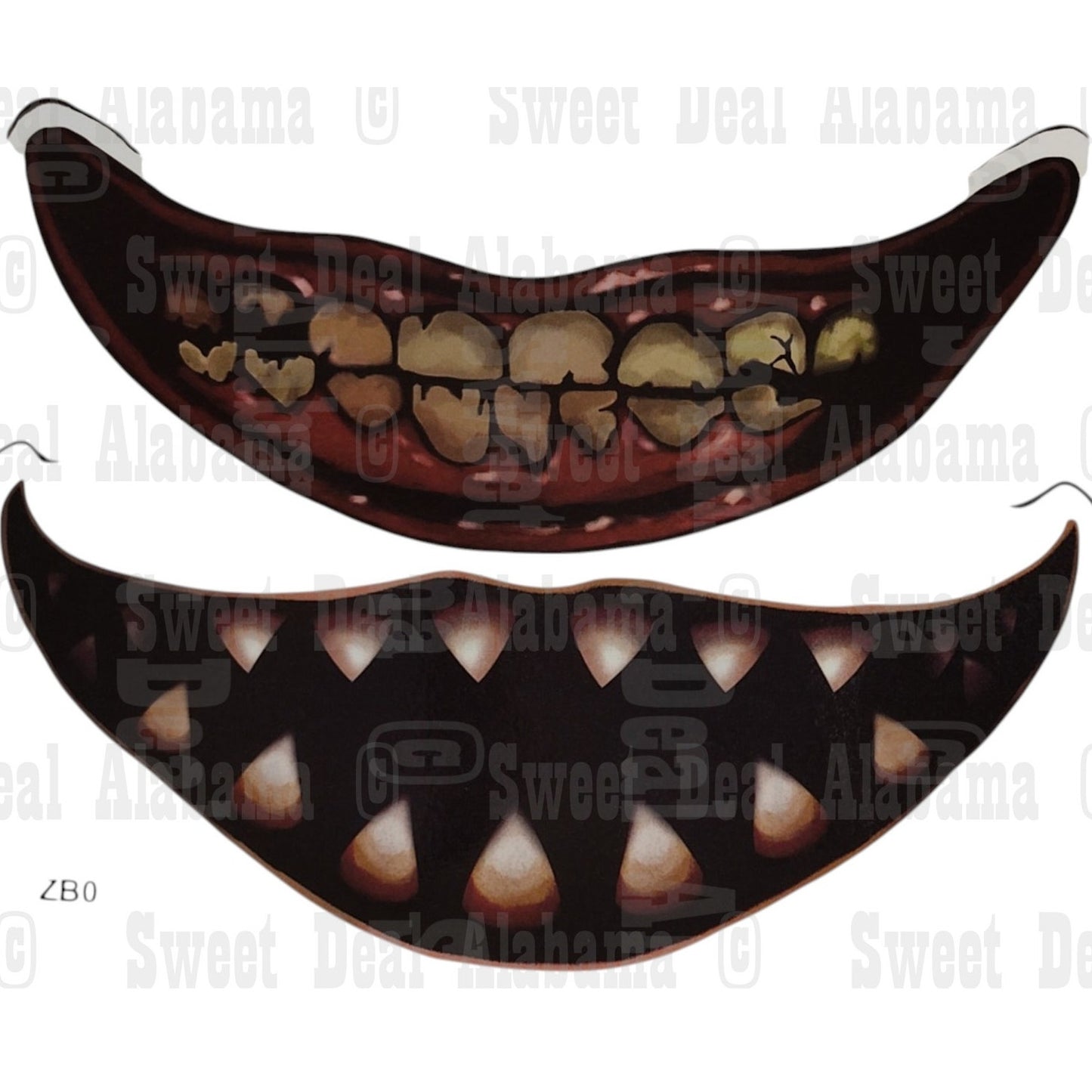 Halloween Realistic Big Mouth Tattoos, 12 Sheets, Waterproof, Punk Style