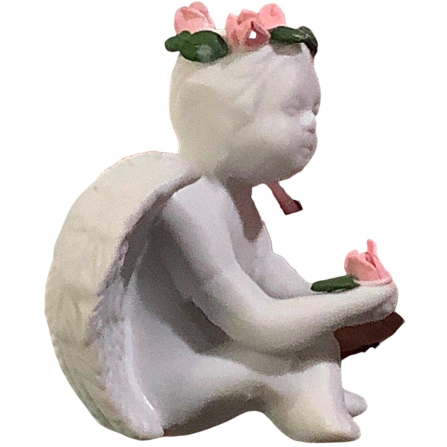 Vintage Porcelain Baby and Roses Cherub, 2-1/2"W x 2-1/2"H x 1-3/4"D, NIB