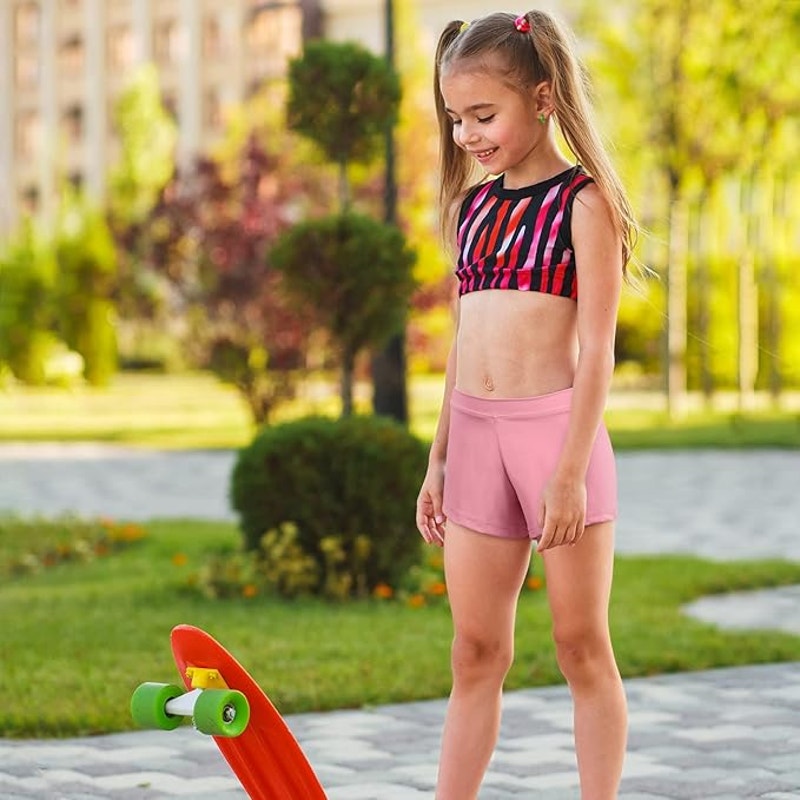 2 Pack Girls Boy-Cut Low Rise Dance, Bike, Under-Skirt Shorts for Girls, XS