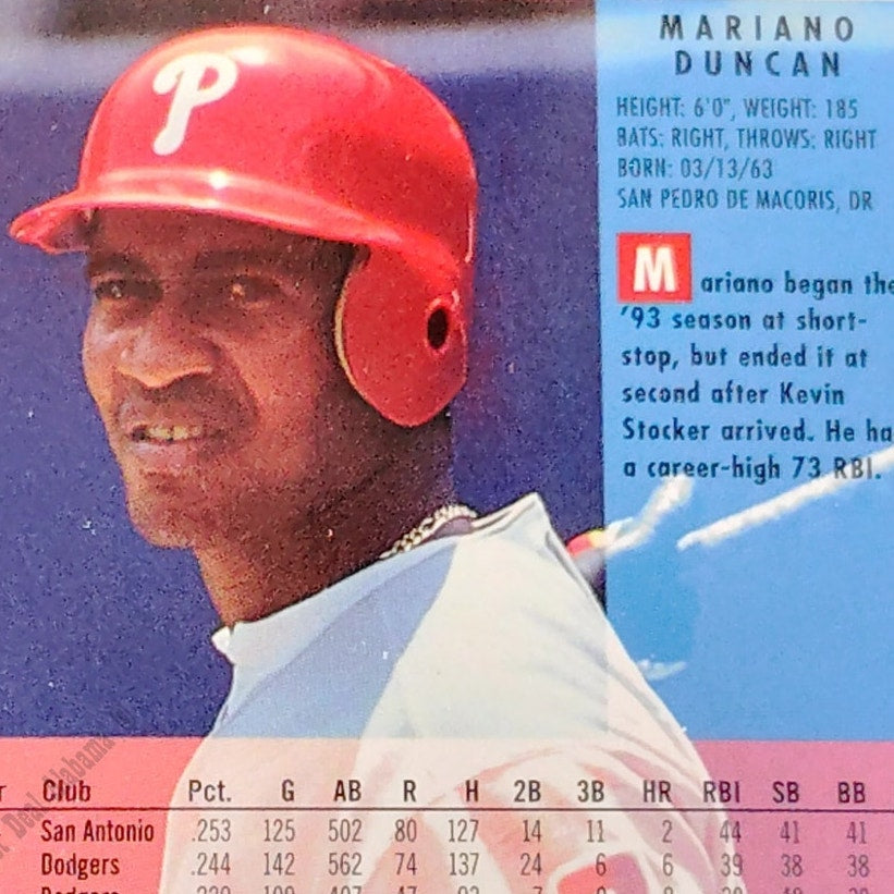 Mariano Duncan, Philadelphia Phillies #586, 1994 Fleer Baseball Collector's Card