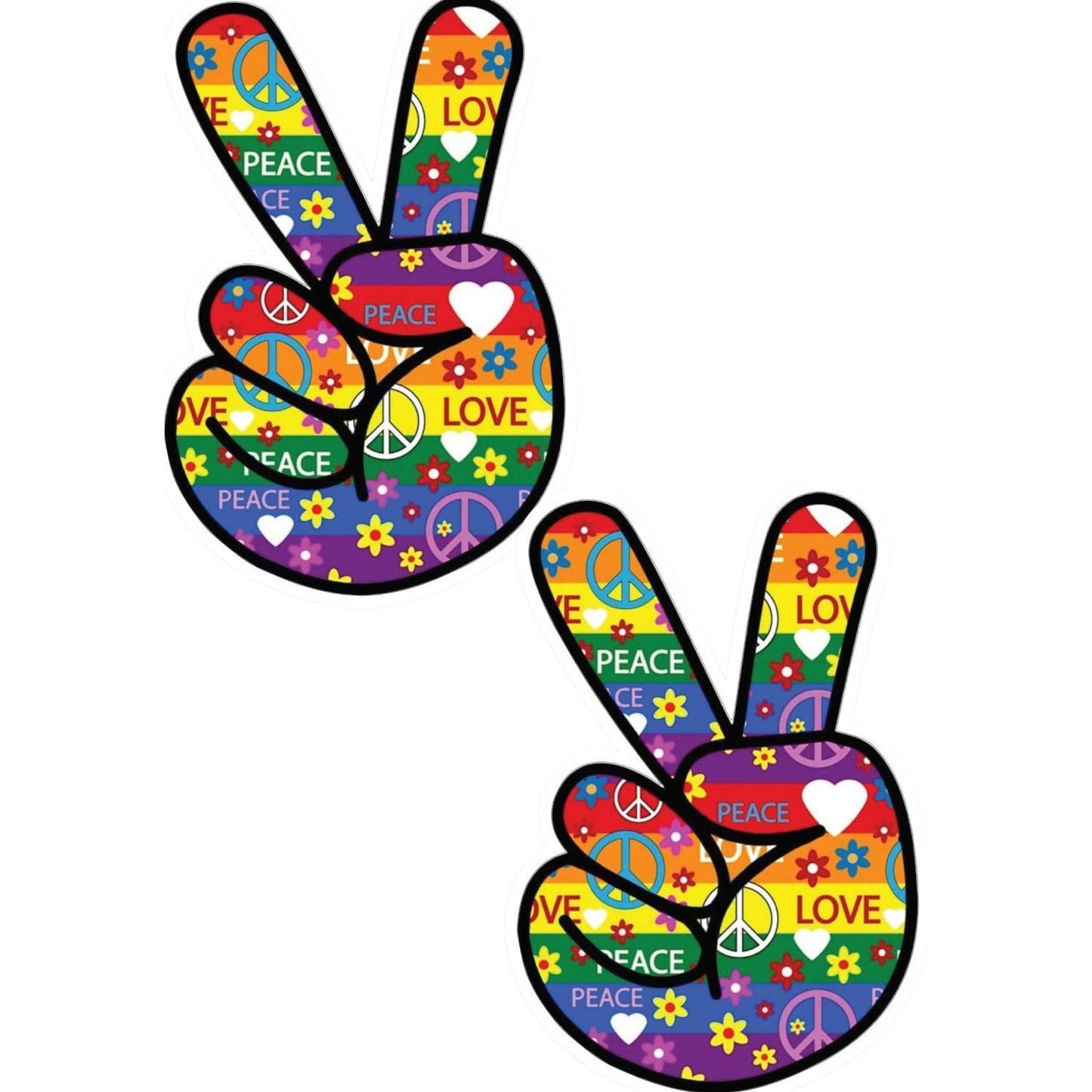 2× 2D Color Fingers Vinyl Decals – 7"x4.5", Waterproof PVC Stickers