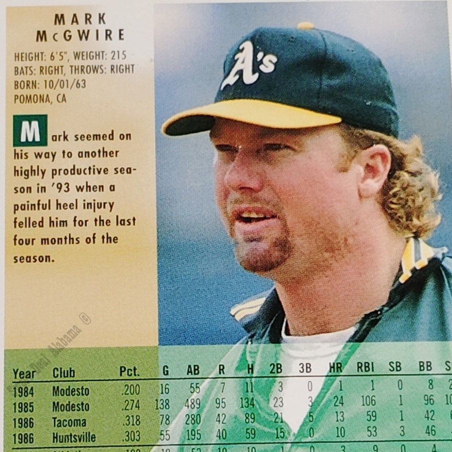 Mark McGwire, Oakland Athletics (A's), #268 1994 Fleer Baseball Card