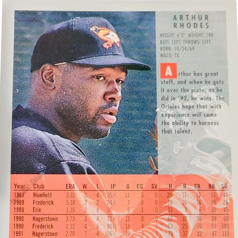 Arthur Rhodes, Baltimore Orioles, #18, 1994 Fleer Baseball Collector's Card