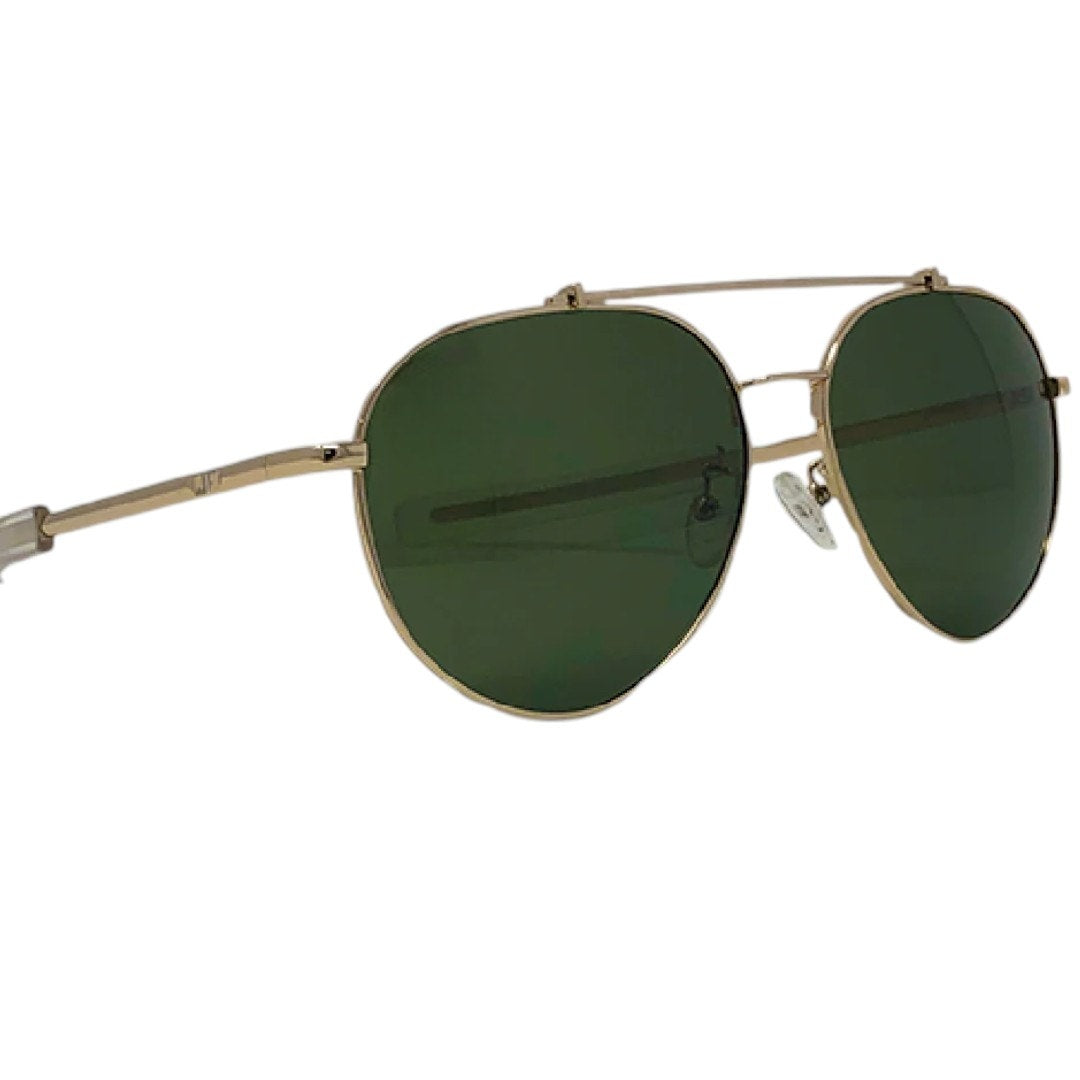Vintage Aviator Sunglasses – Gold Frame with Hard Case & Faux Leather Cover