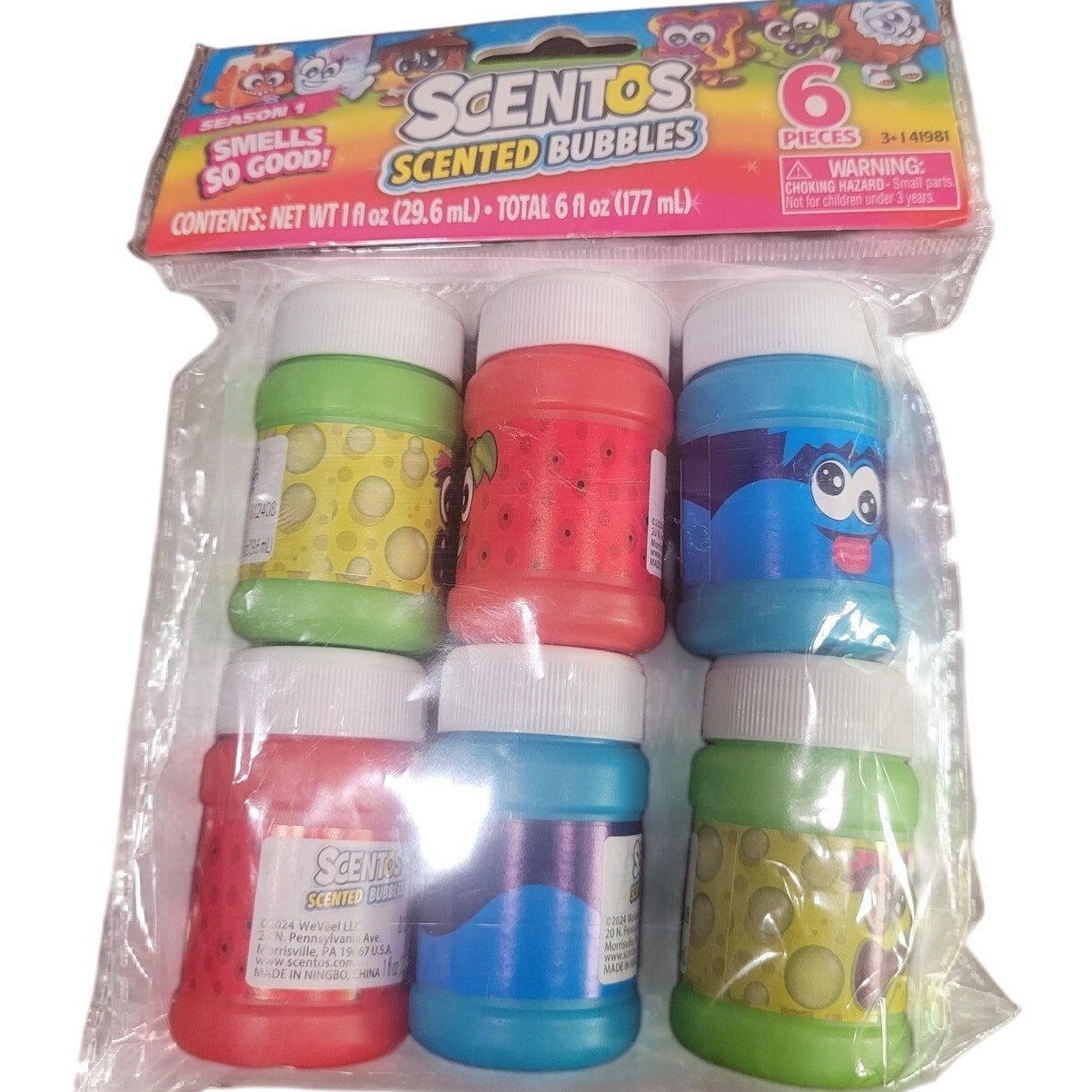 Scentos Scented Bubbles Multi-Color Party Favors 6 Count Birthday