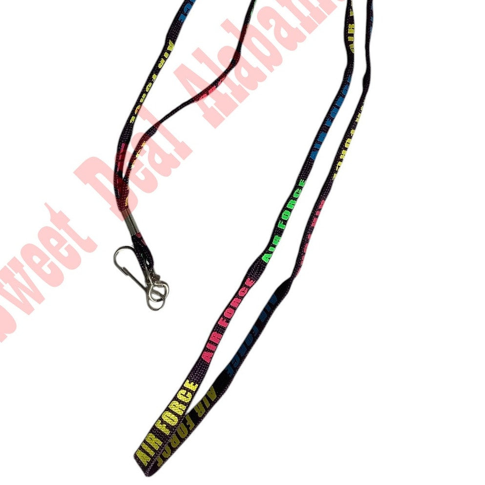 Air Force Multi-Color Lanyard, 5/16"W, w/ End Clip for Badge/ Keyring 17"L (34")