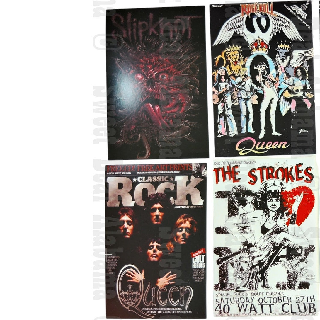 8-Piece Punk Rock Wall Collage Kit - Hip Hop, Rap, Rock & Roll - 6"x4" Posters