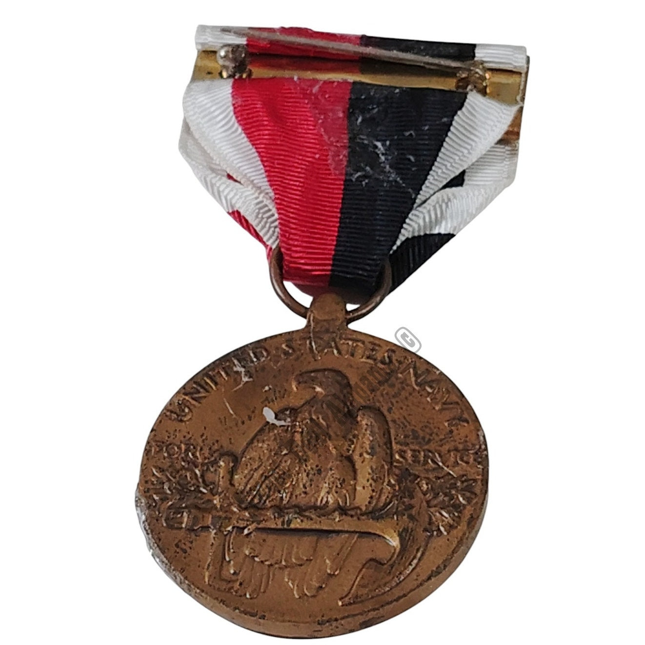 WWII U.S. Navy Occupation Services Medal Pinback, 1-1/4"D x 3"H Overall