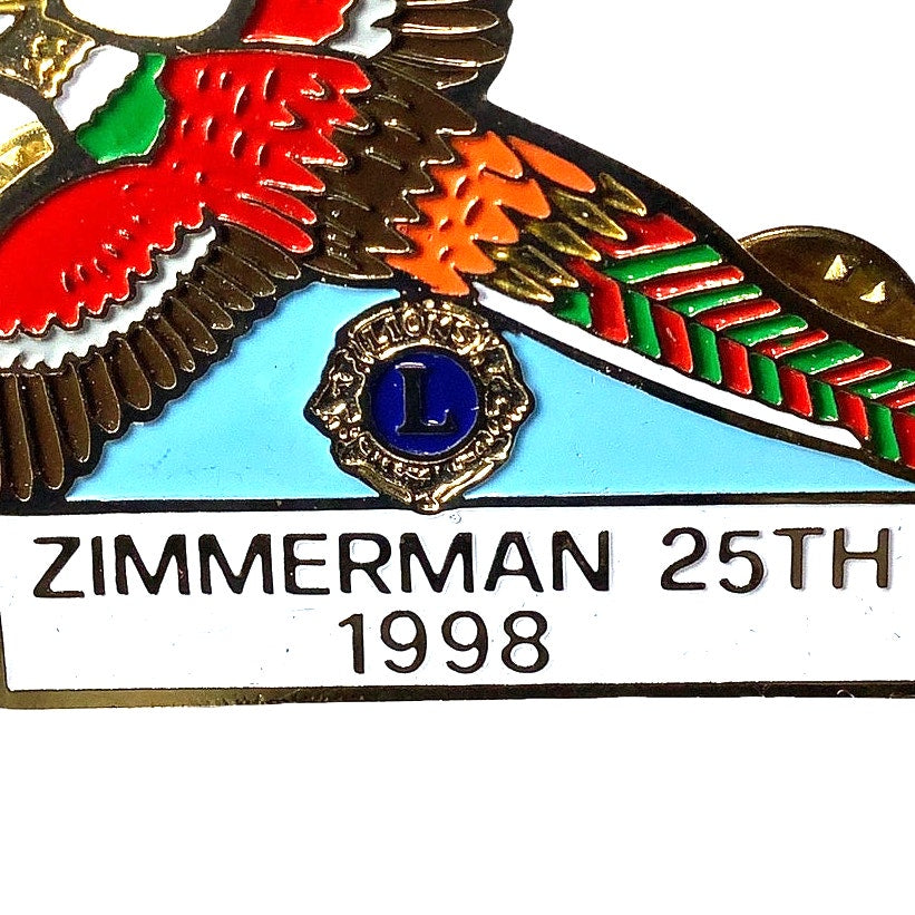 Vintage 1998 Lions Club Int. Pheasant Lapel Pin, Zimmerman 25th, Minnesota