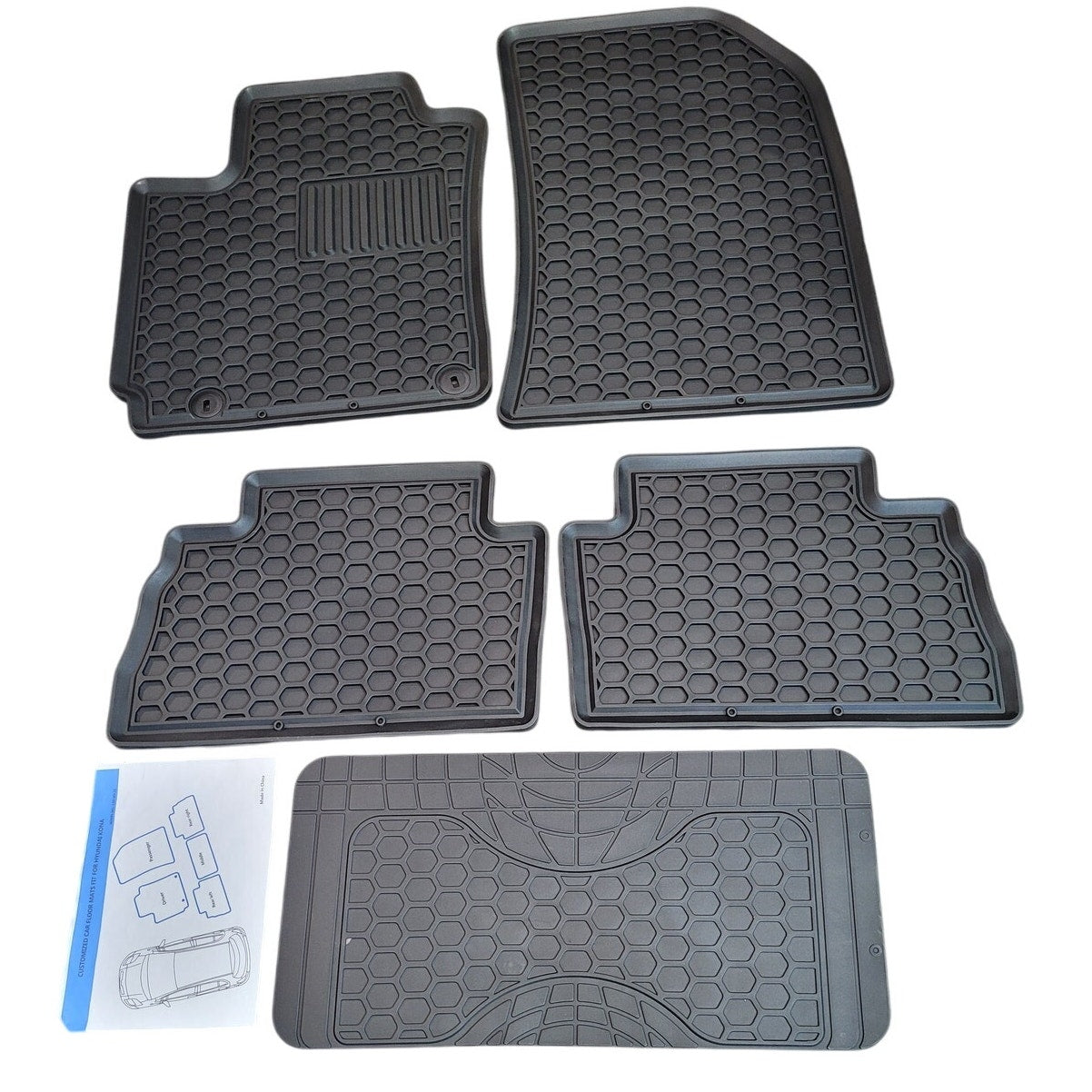 Mats – Fits Hyundai Kona 2018–2023 (Excl. EV), All-Weather F&R Liners, Black TPE