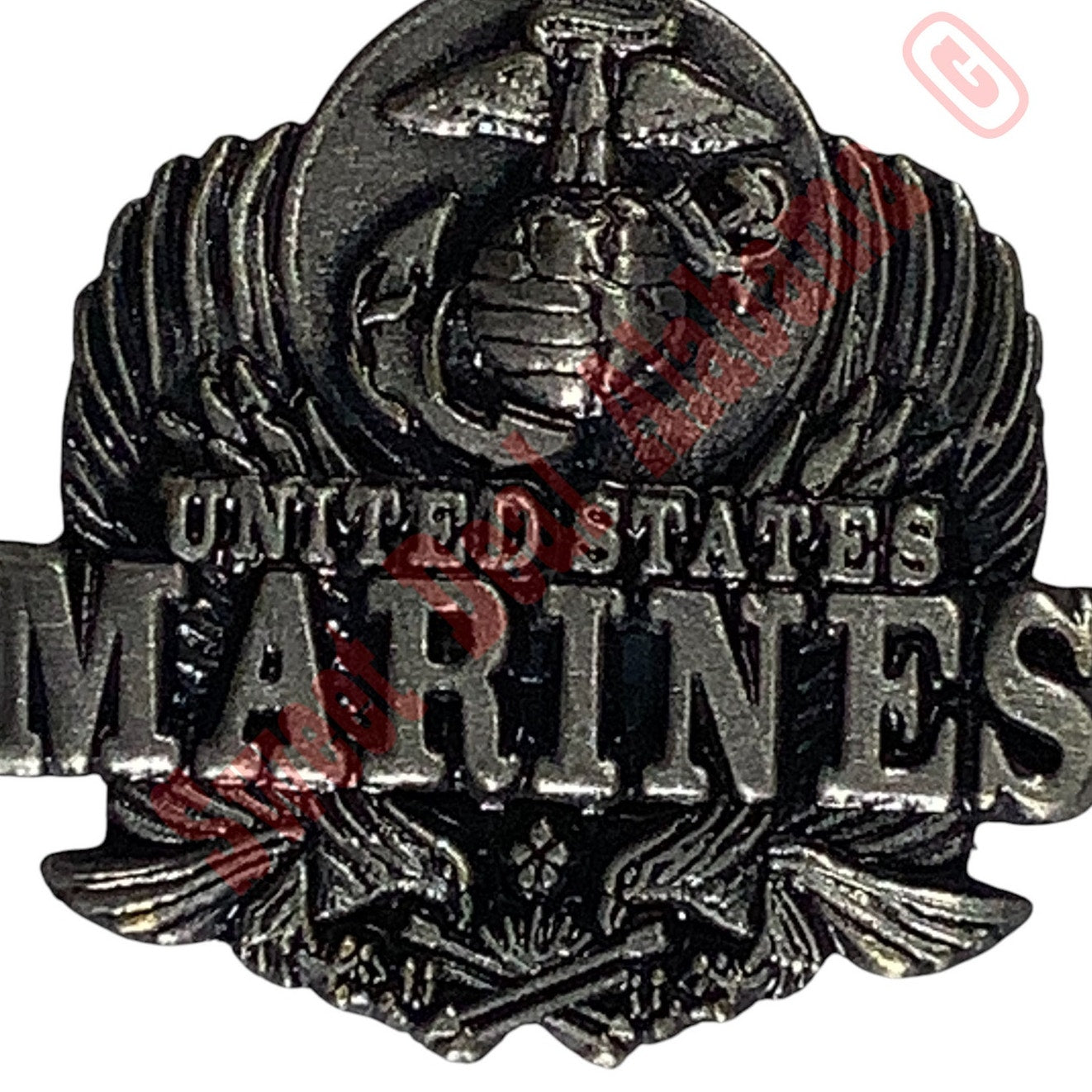 United States Marine Corps Hat, Lapel or Tie Pin, 7/8"H x 7/8"W, Pewter Finish