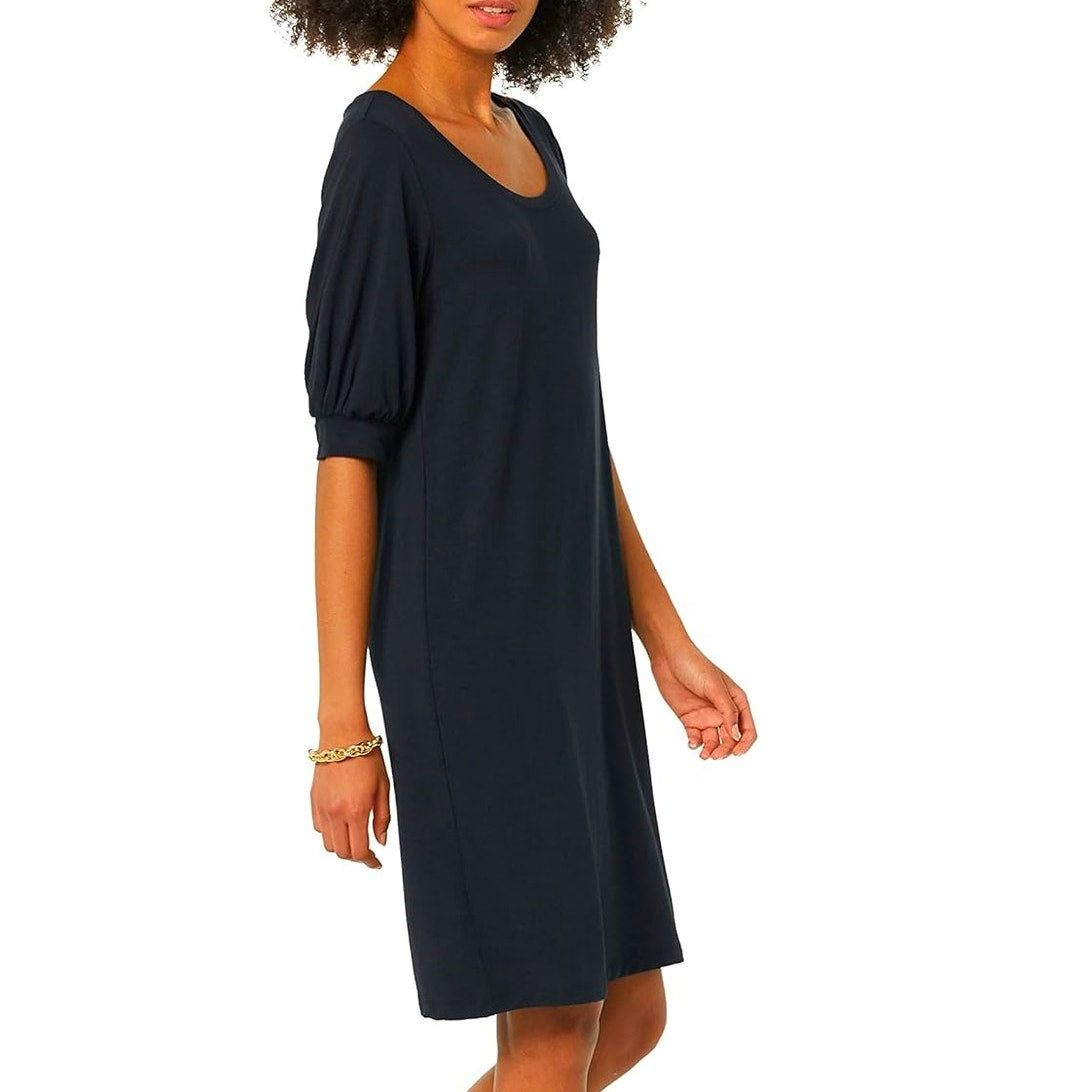 Aware Women's Modal Elbow Length Puff Sleeve T-Shirt Dress, Black, 7XL, 7-XL