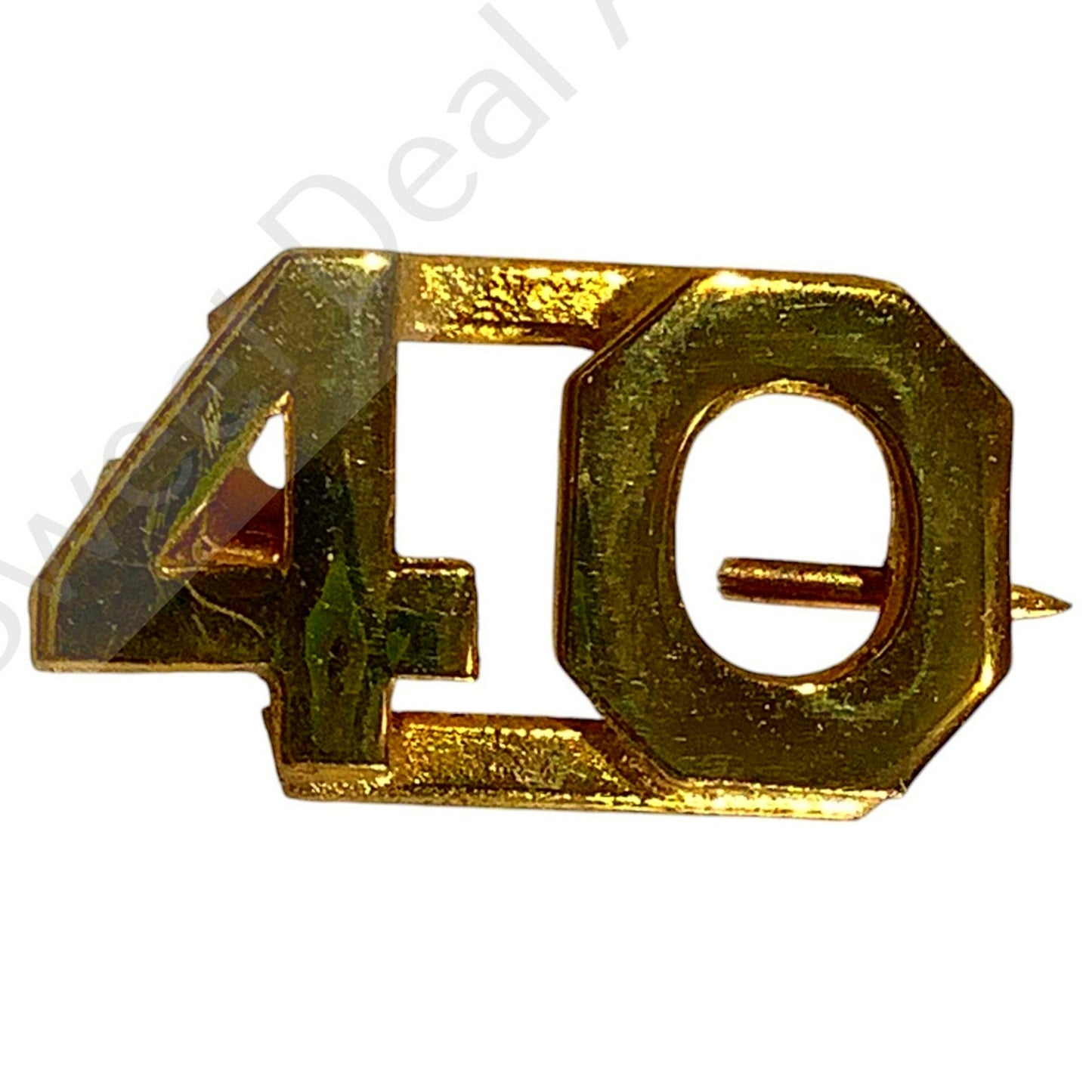 WWI Era Numeric "40", Brass Military C-Clasp Hat / Lapel / Collar Pins Set 3/8"H
