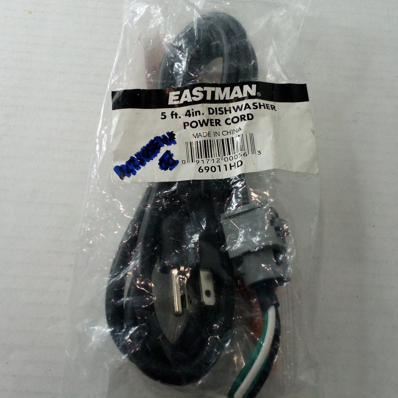 Eastman Dishwasher Power Cord – 5 ft 4 in – 3‑Wire – Black