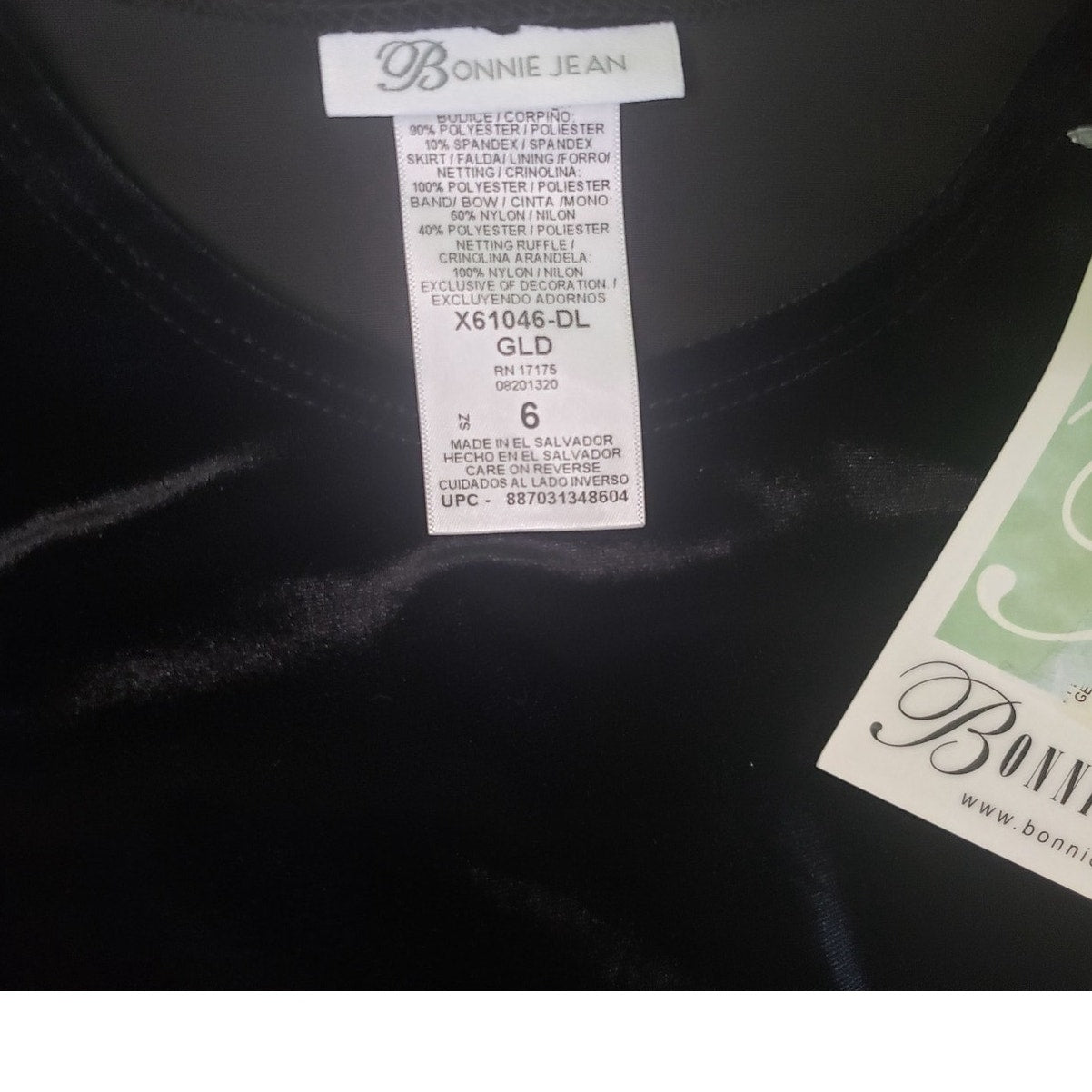 Bonnie Jean Long Sleeve Stretch Velvet to Gold Taffeta Print Hipster Dress, 6