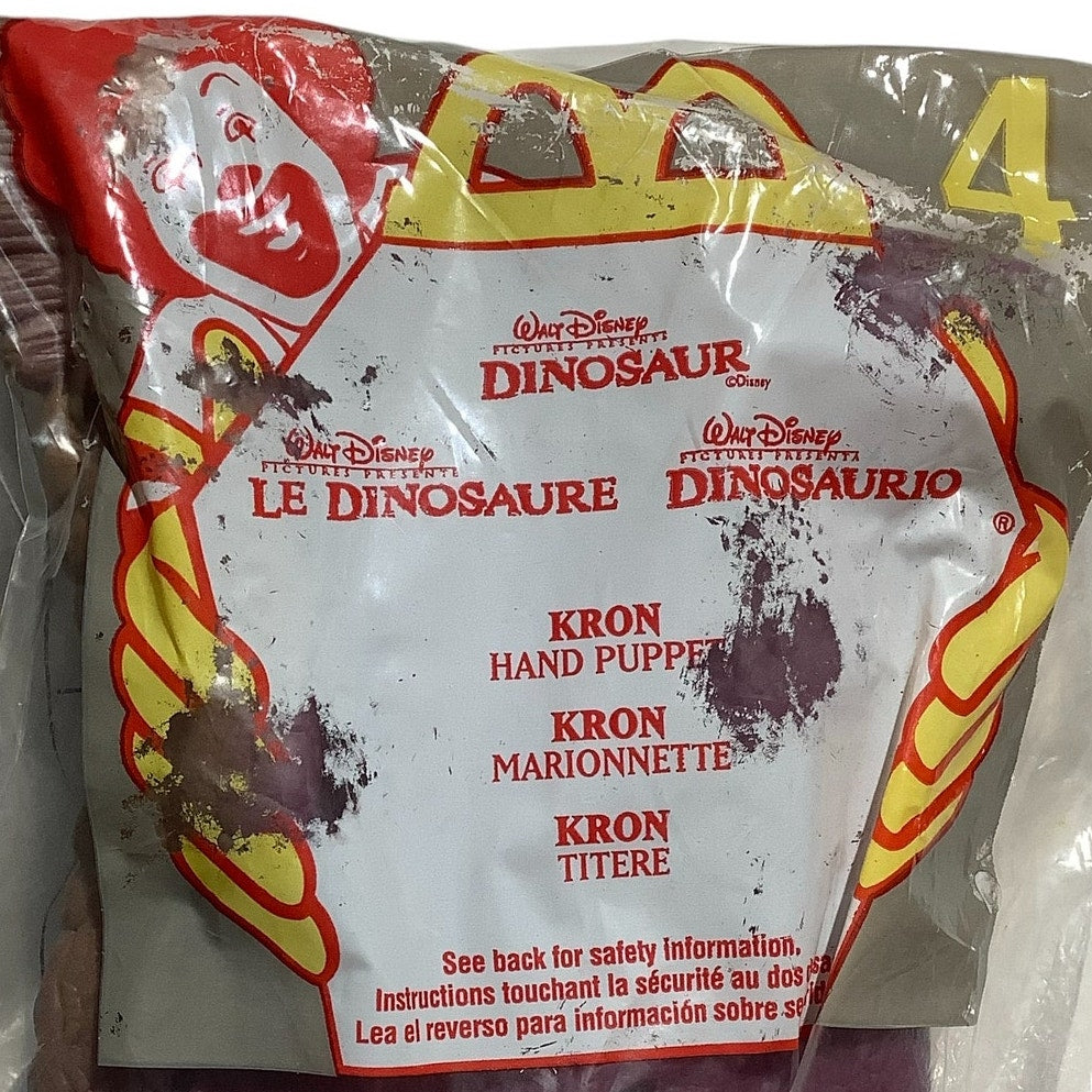 Vintage 2000 McDonald's Walt Disney's Dinosaur, Kron Hand Puppet, Purple, NIP