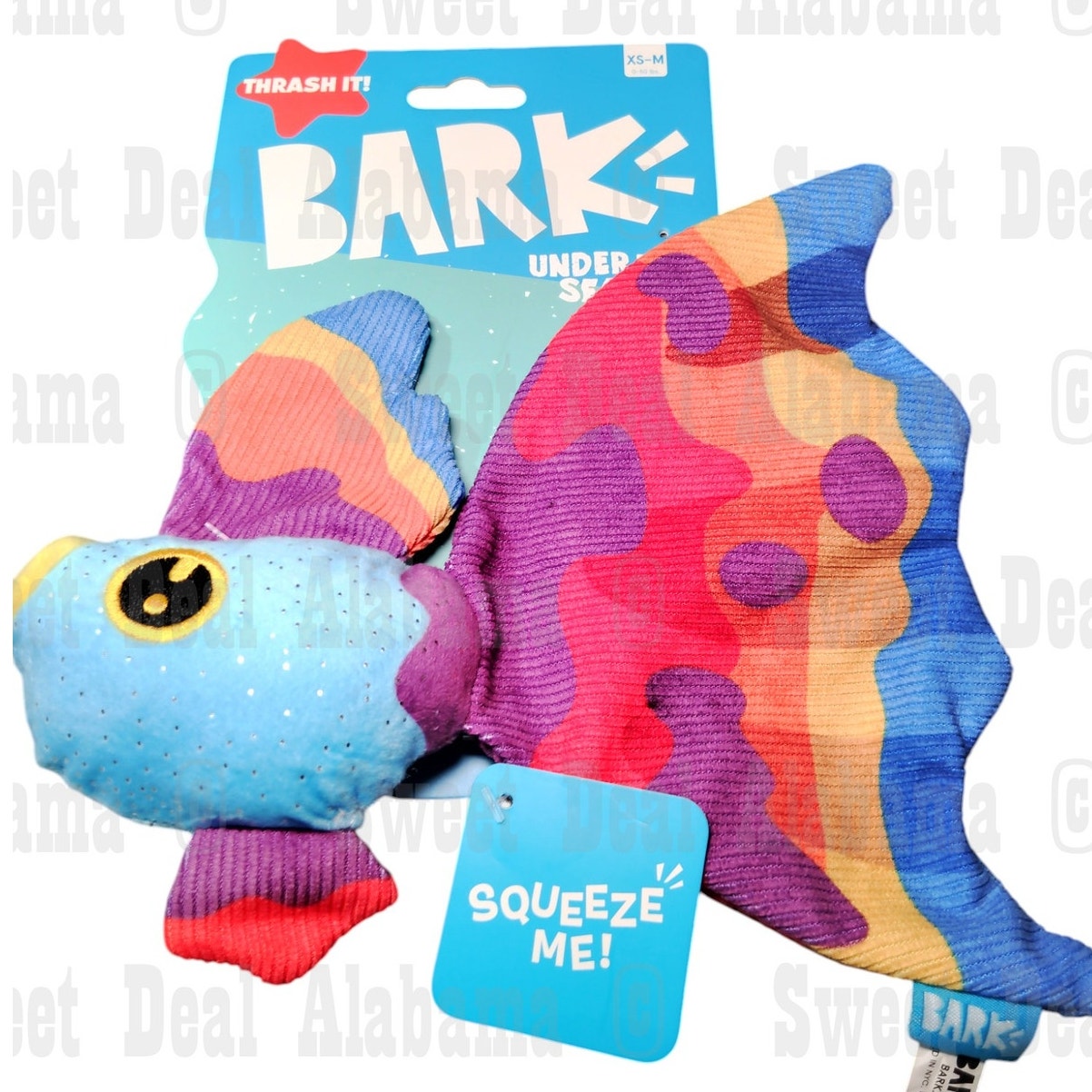 Bark Thrash It! Under The Seams Fish Soft Toy for Small Dogs