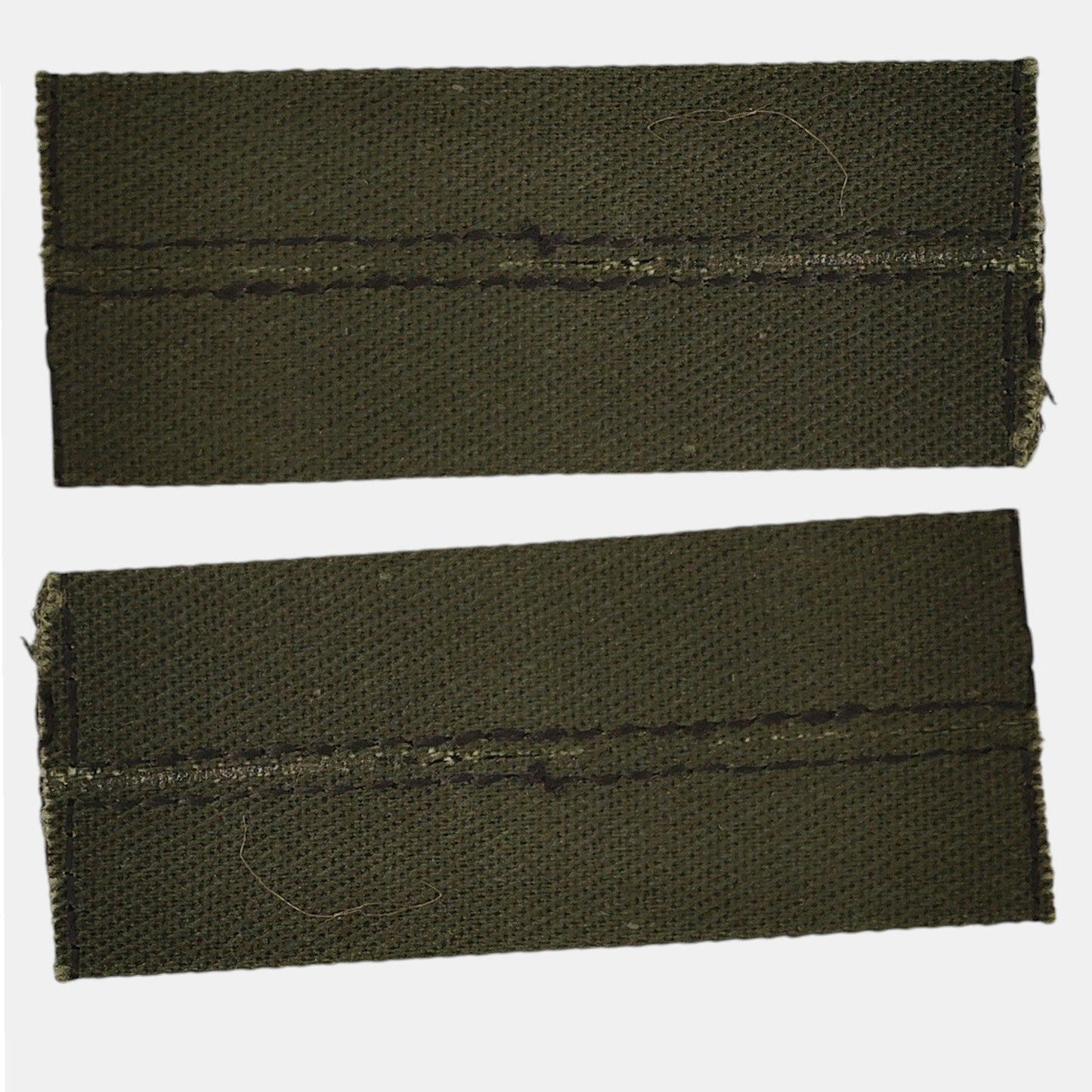 US Navy PO3 E‑4 Collar Device Pair Subdued Black on Green 2‑3/8" × 1"