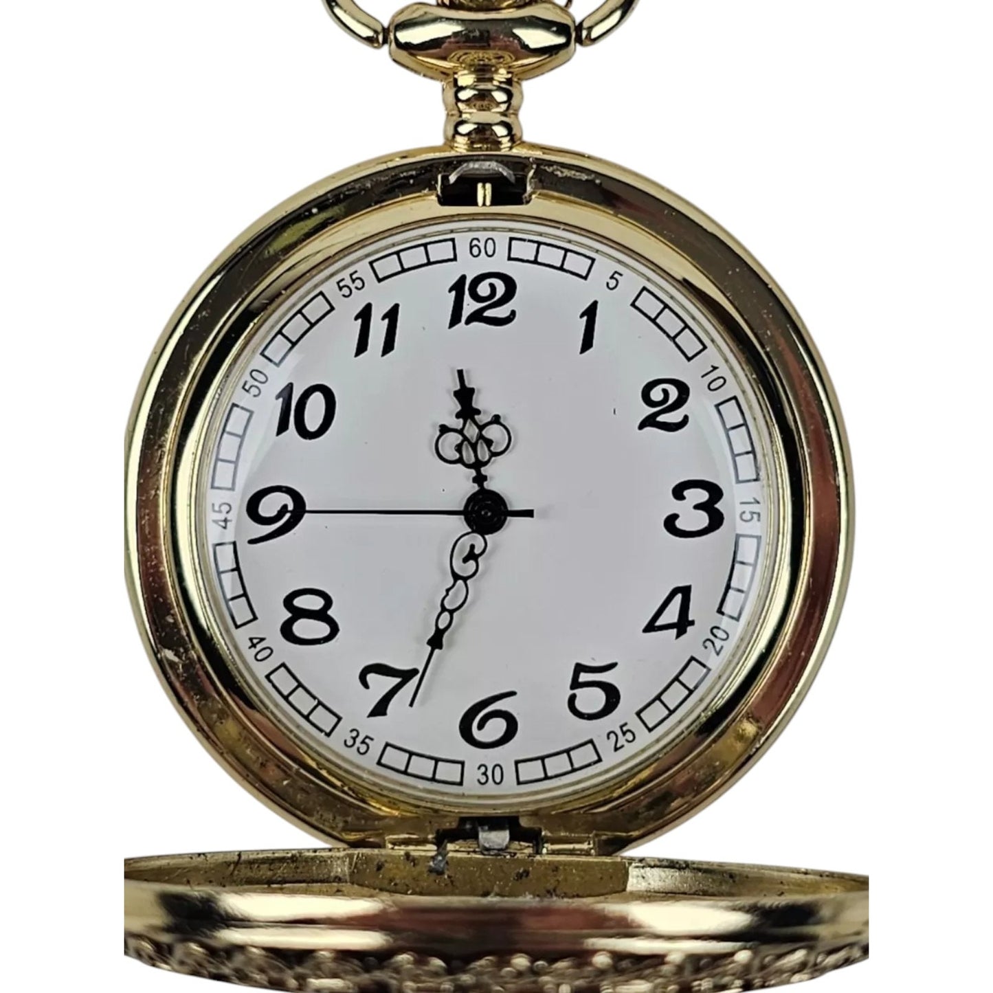 Claire's Heart Web/Gate Gold/White Tones Floral Back Pocket Watch, Non-Operable