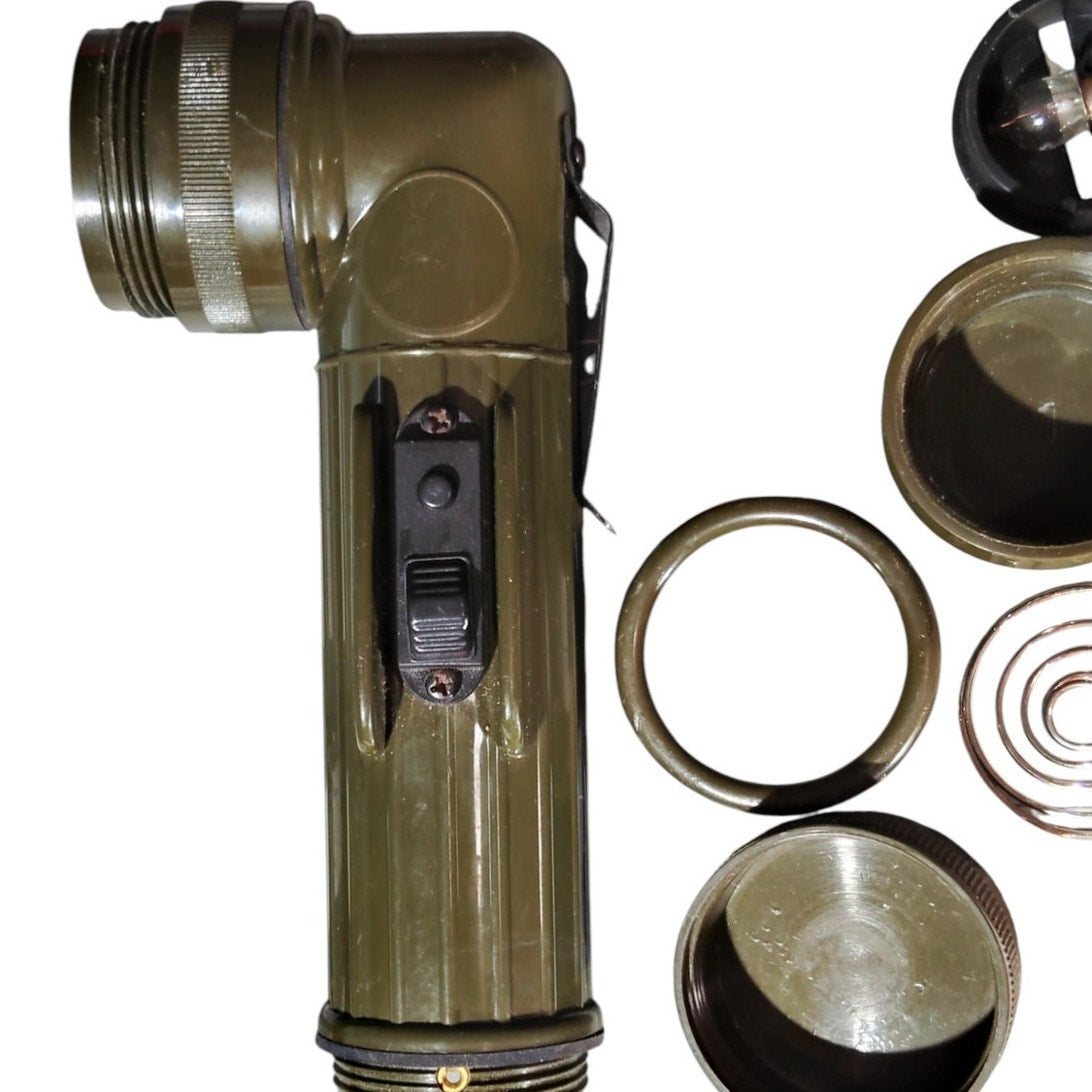 TL-122 Military Surplus Flashlight – ODG | 2 Red & Blue Lens Filters Extra Bulb