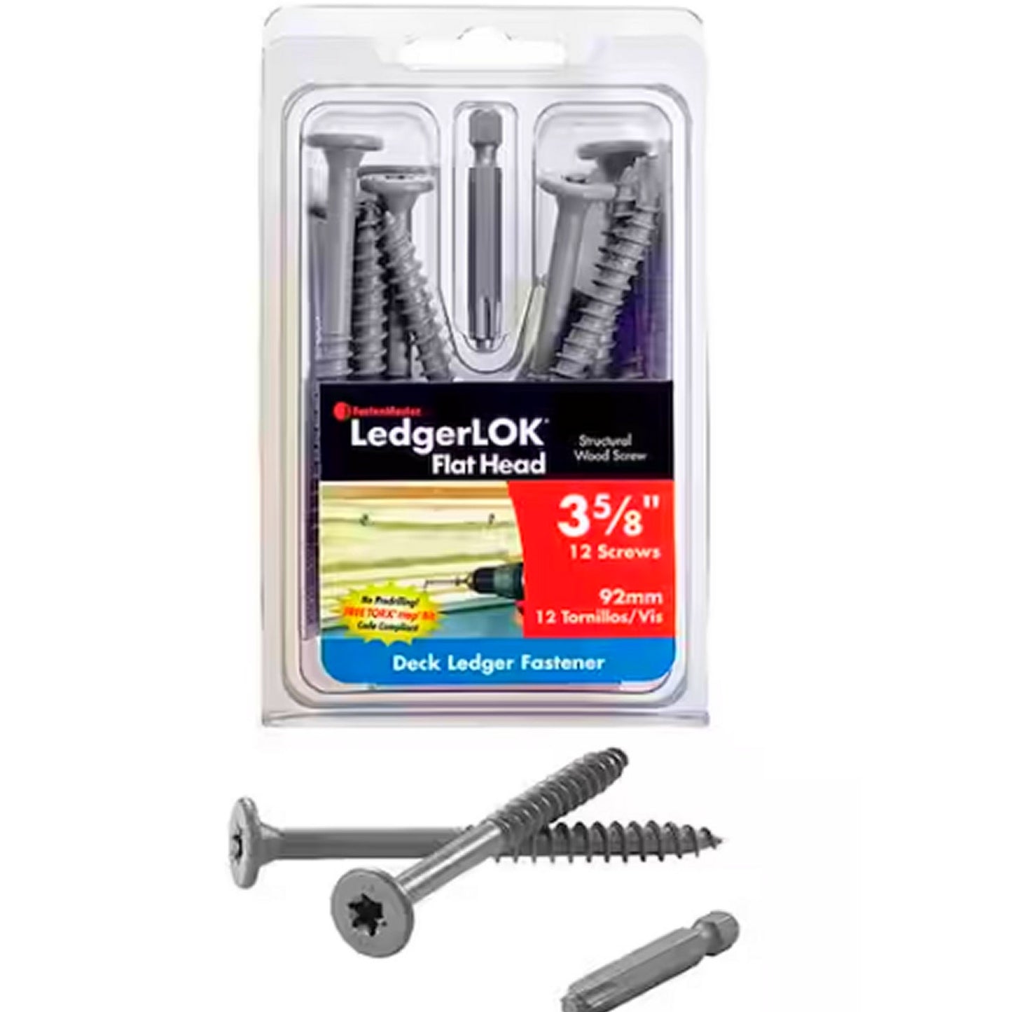 LedgerLOK Flat Head Structural Ledger Board Screws– 3-5/8" flat head wood screws