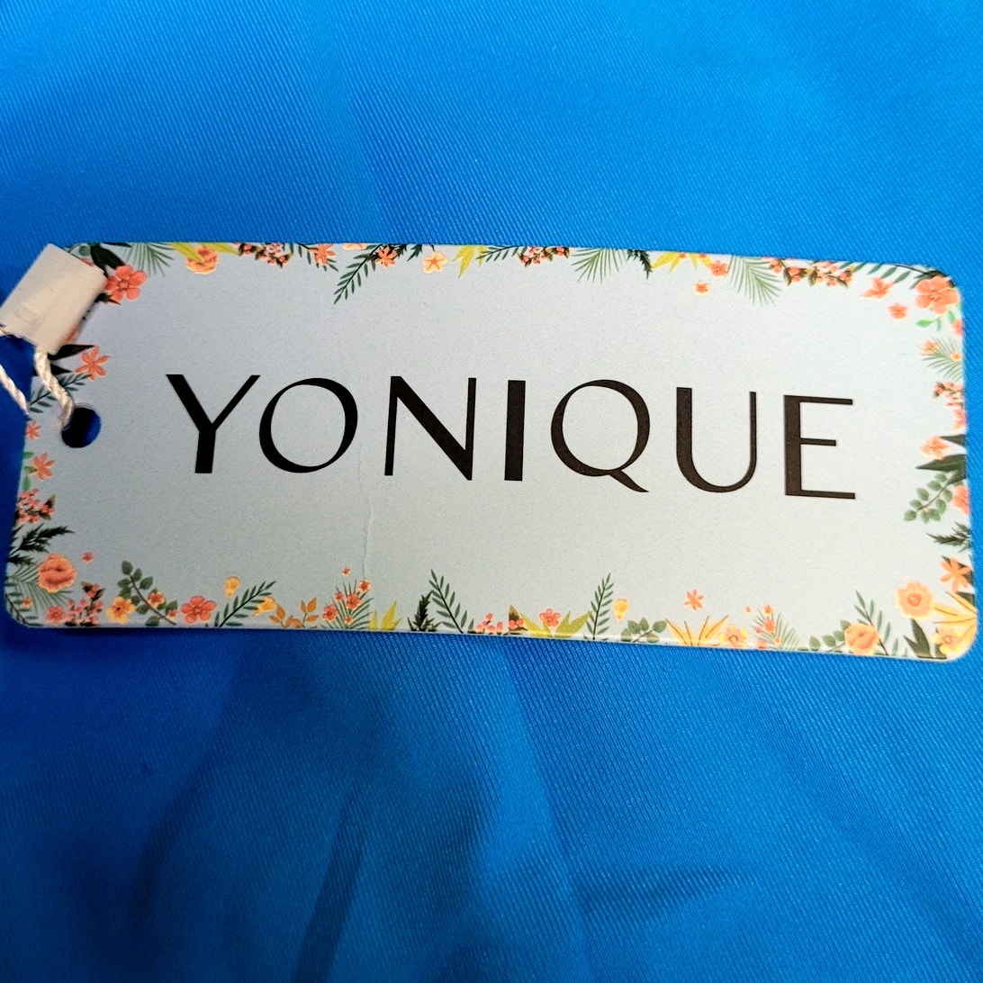Yonique Plus Size, One Piece Tummy Control, Ruffles, Blue 18W (18 Plus)