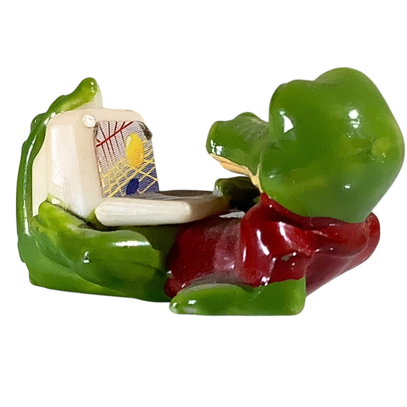 VTG 1992 Ferrero Resting Crocodile at Computer Figurine 1-1/2"L x 3/4"H x 7/8"W