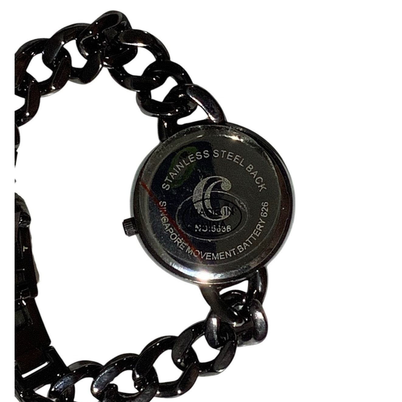 Charming Charlie Ladies Watch, Black Gunmetal, Chain Band, New, Non-Operable