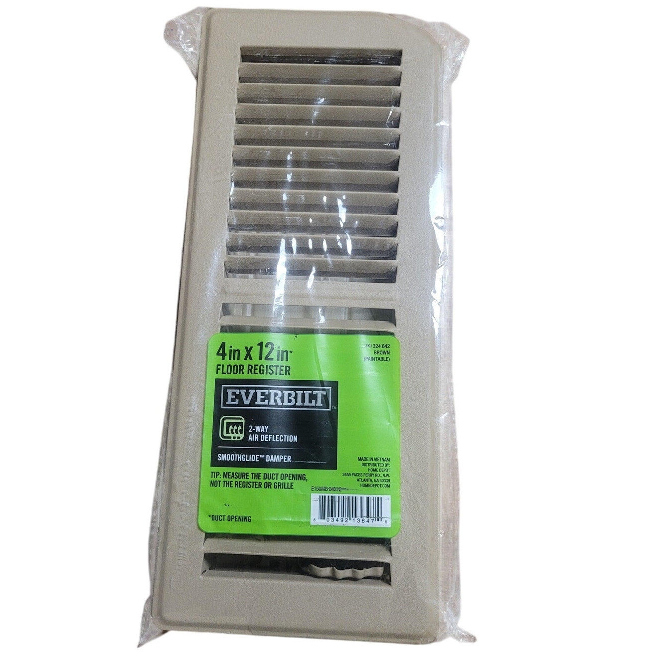 Everbilt 4 in. x 12 in. 2-Way Steel Floor Register, Brown #324642