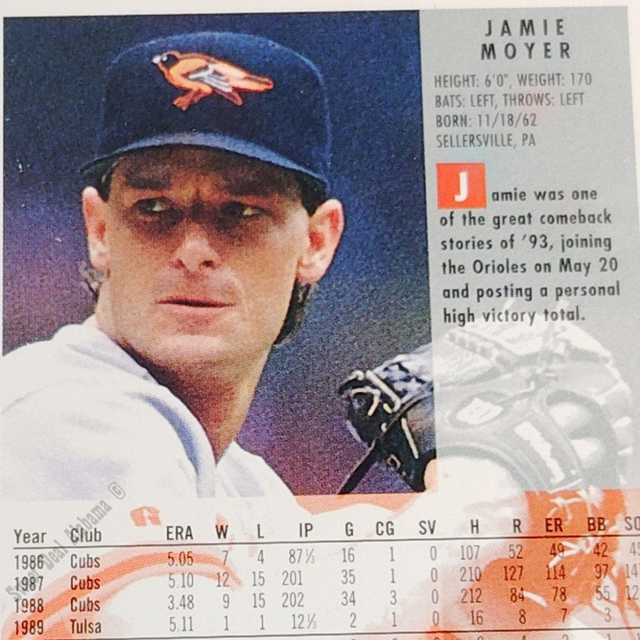 Jamie Moyer, Baltimore Orioles, #11, Fleer 1994 Baseball Collector's Card