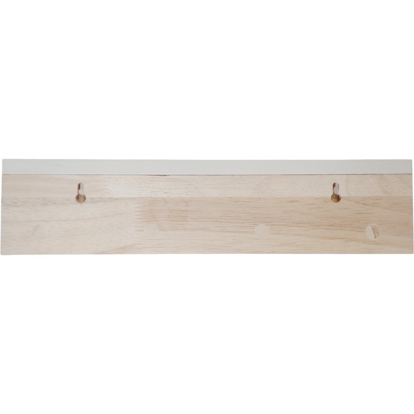Natural Wood Wall-Mounted Coat Rack – 4 Pegs, Whitewashed Shelf Surface – 13" x 3" x 3"