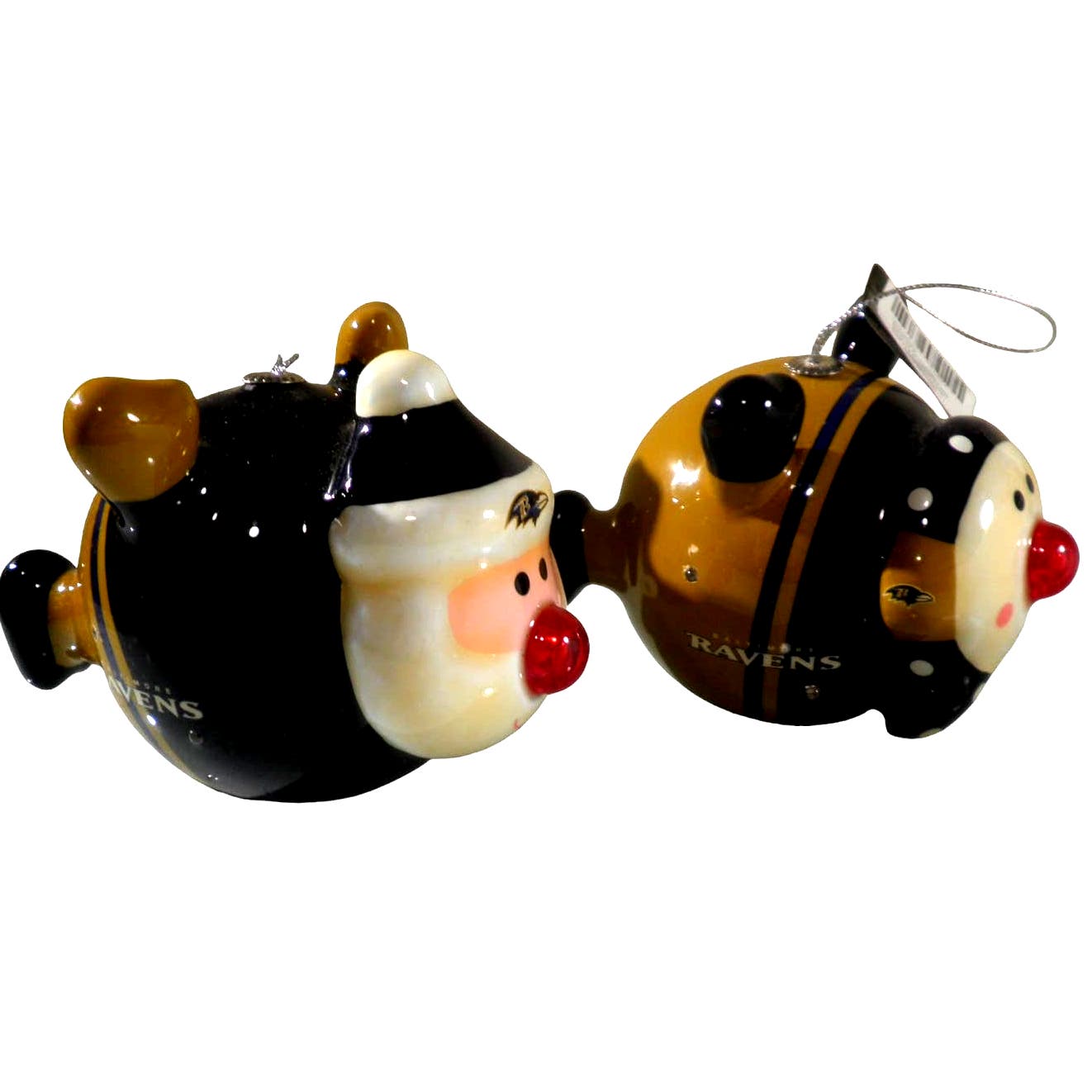 Baltimore Ravens NFL Licensed LED Santa and Snowman Christmas Ornaments