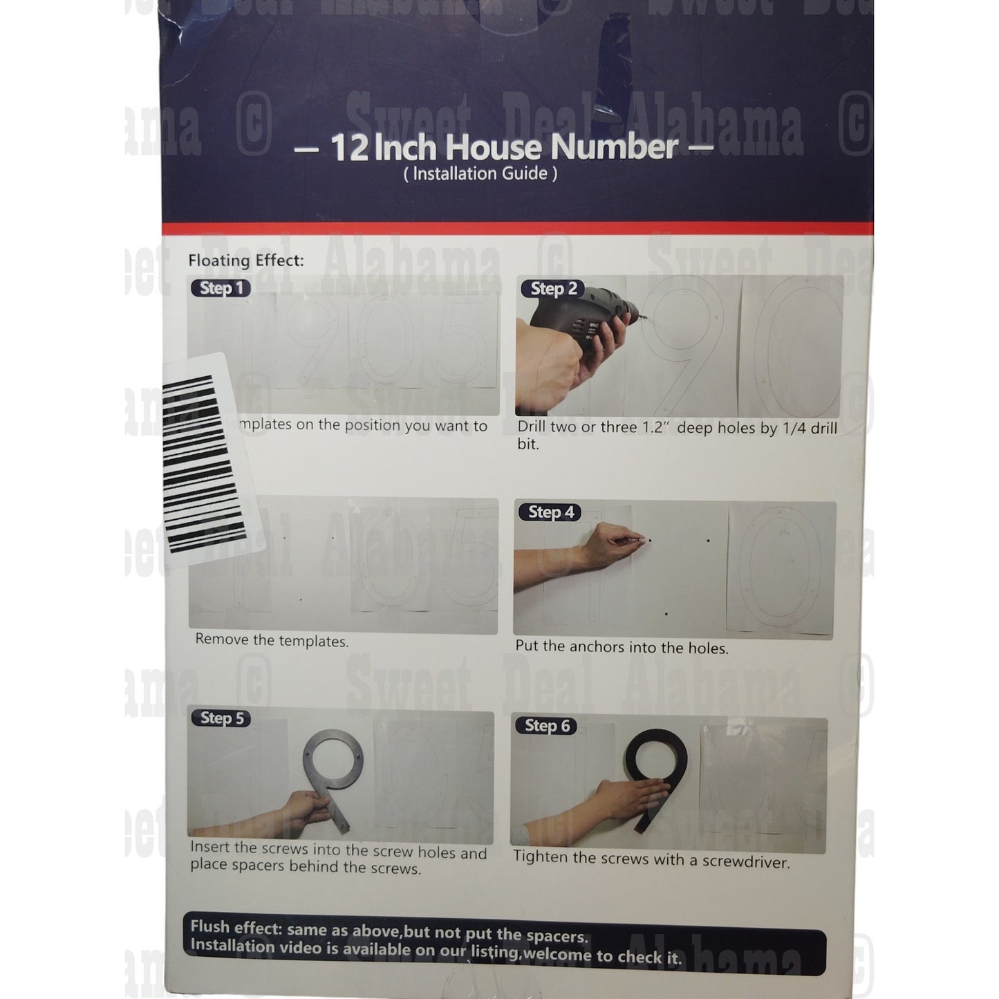 12" Modern House Number - Matte Black Aluminum - Floating or Flush Mount - # 1