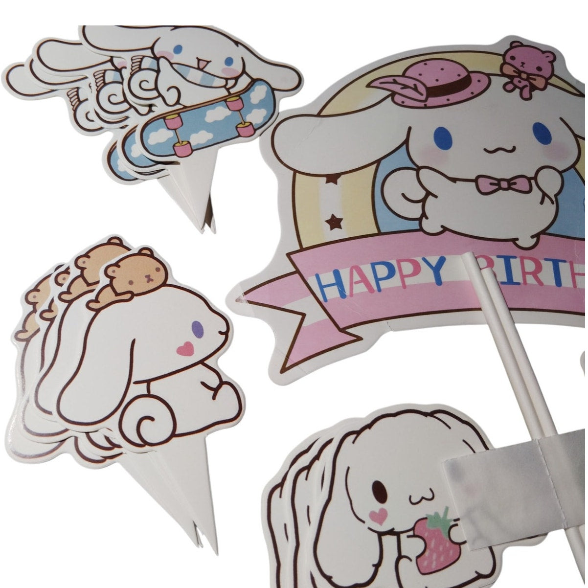 Cinnamoroll Cake & Cupcake Toppers – 25-Pk | Birthday Party Decor, Kawaii Theme