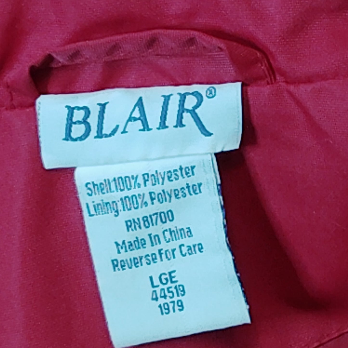 Blair Women's L Red Hooded Polyester Jacket with Gold-Toned Snaps
